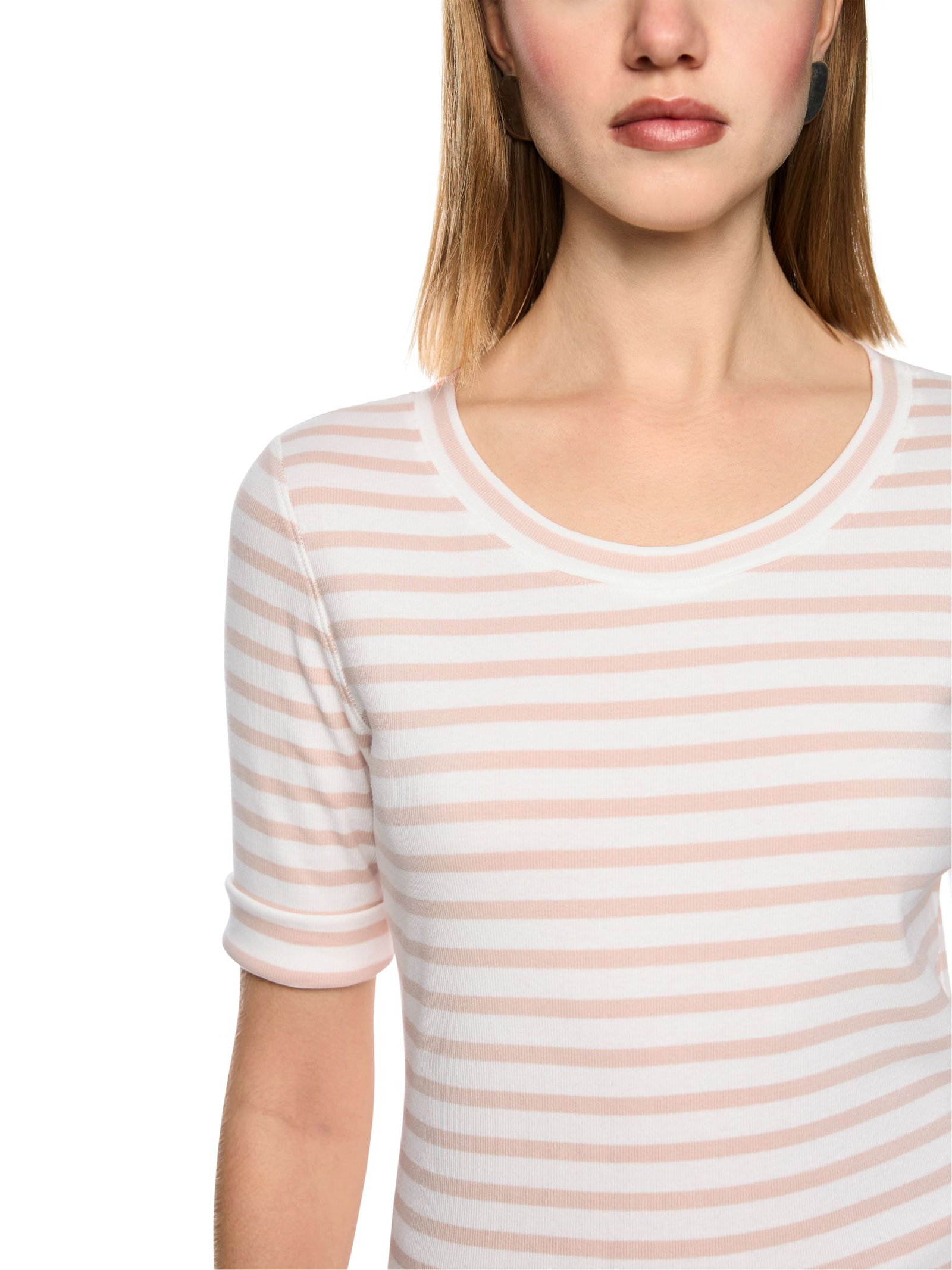 Marc Cain Additions |  Ringel-T-Shirt aus Baumwoll-Ripp | 38 | 1326_153