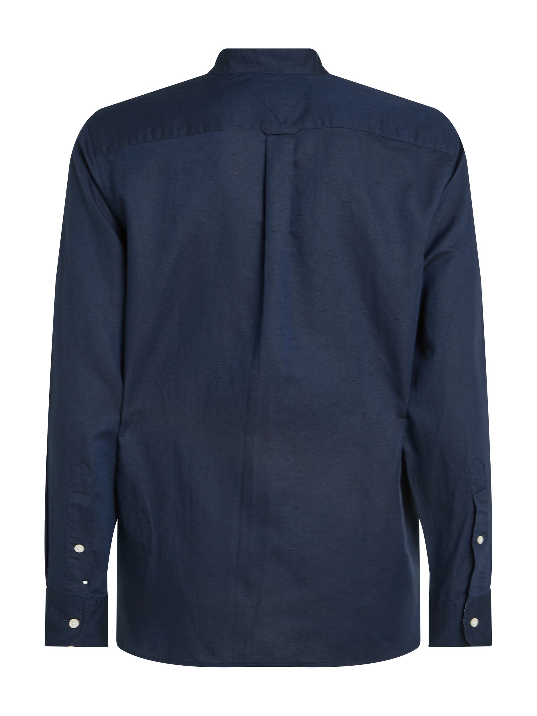  |  LINEN BLEND MAO COLLAR SHIRT | XL | carbon navy