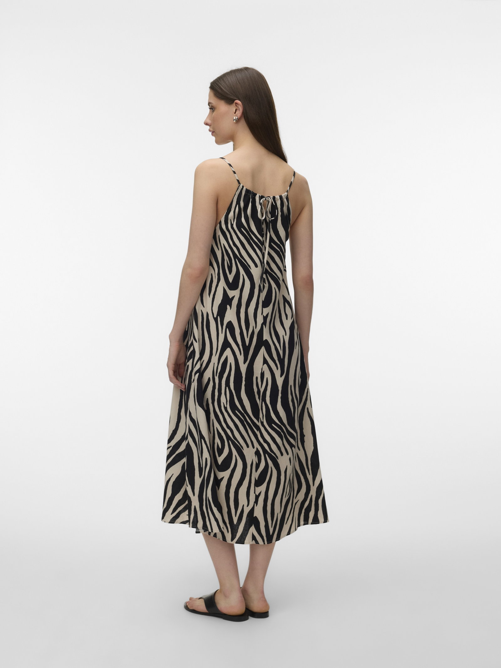 VMJESMILO CALF SINGLET DRESS WVN NO, Silver Lining/Sina Zebra Black #2