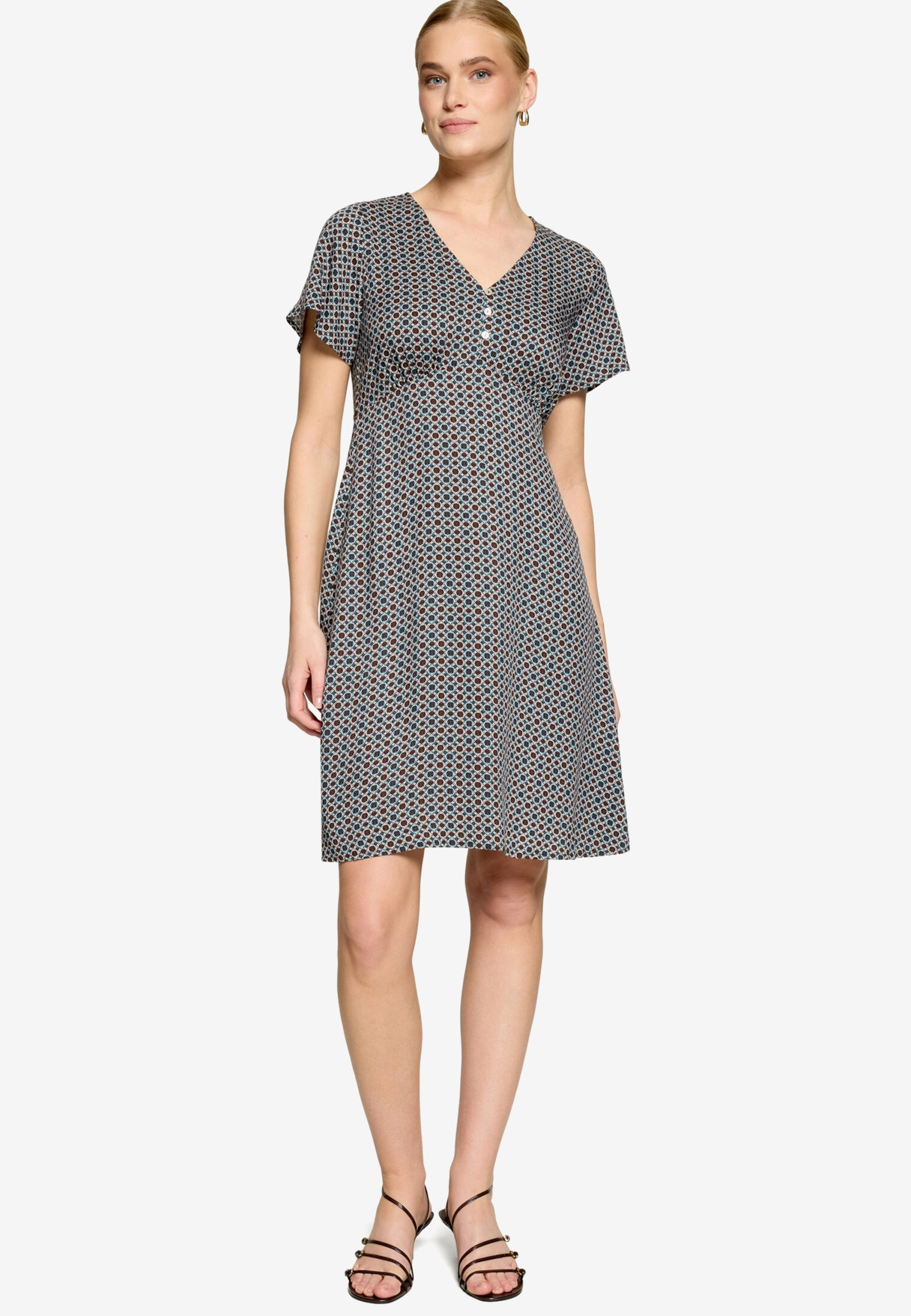 Kleid Kurz 1/2 Arm, Brown/Cream #4