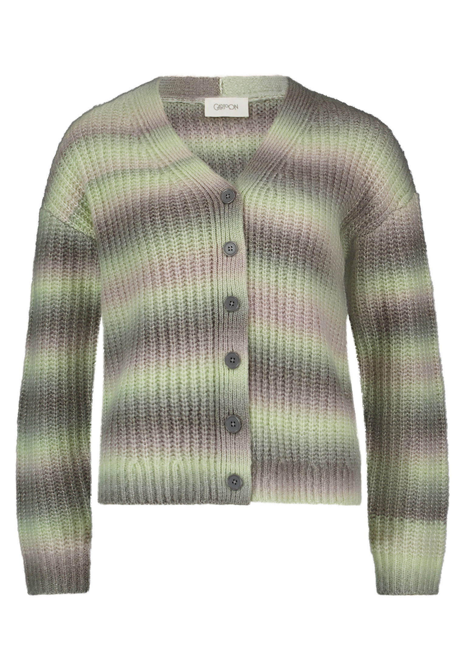 Strickjacke Kurz 1/1 Arm, Khaki/Cream #1