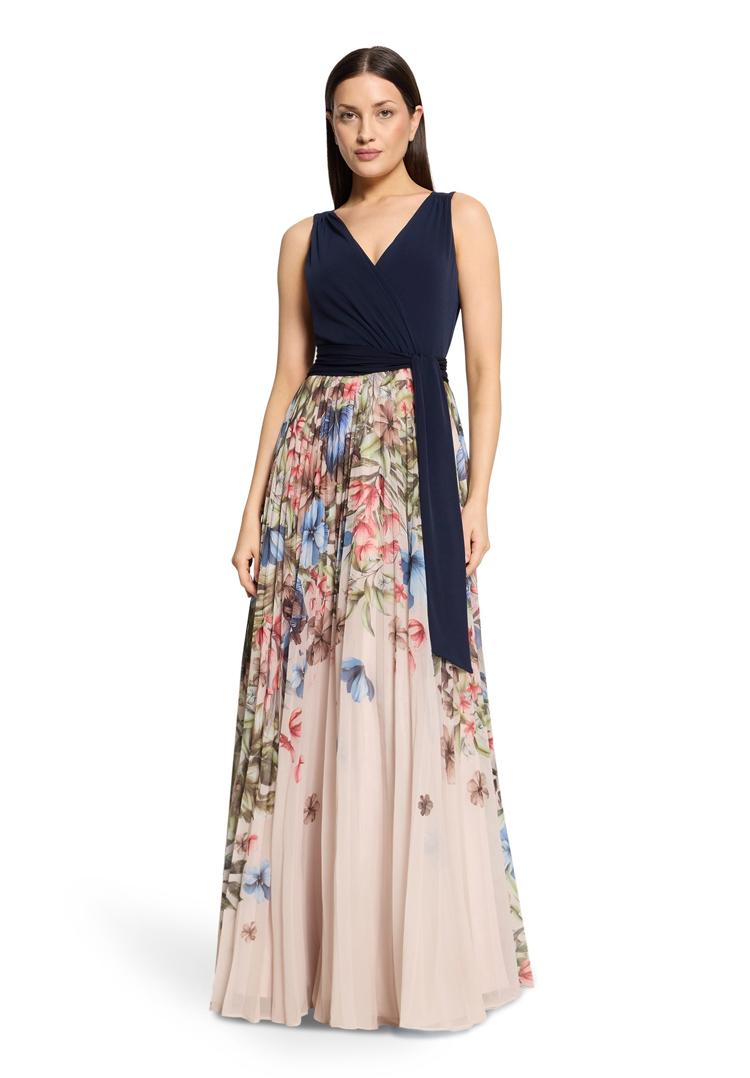 Kleid Lang ohne Arm, Patch Dark Blue/Cream #3