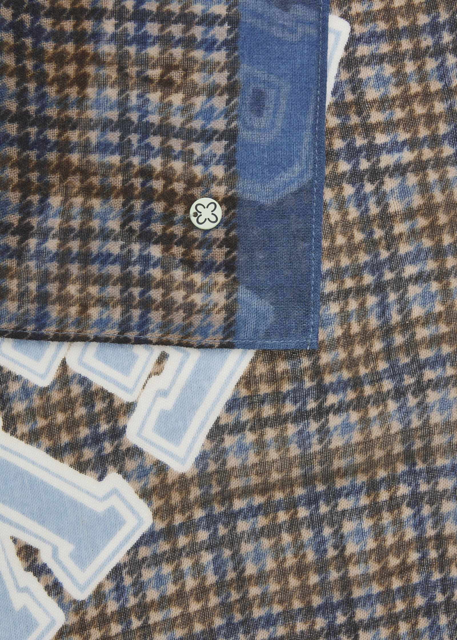 PRINTED SCARF POLYACRYL MIX CHECKS AND QUOTE blau-100X180CM, blau #3