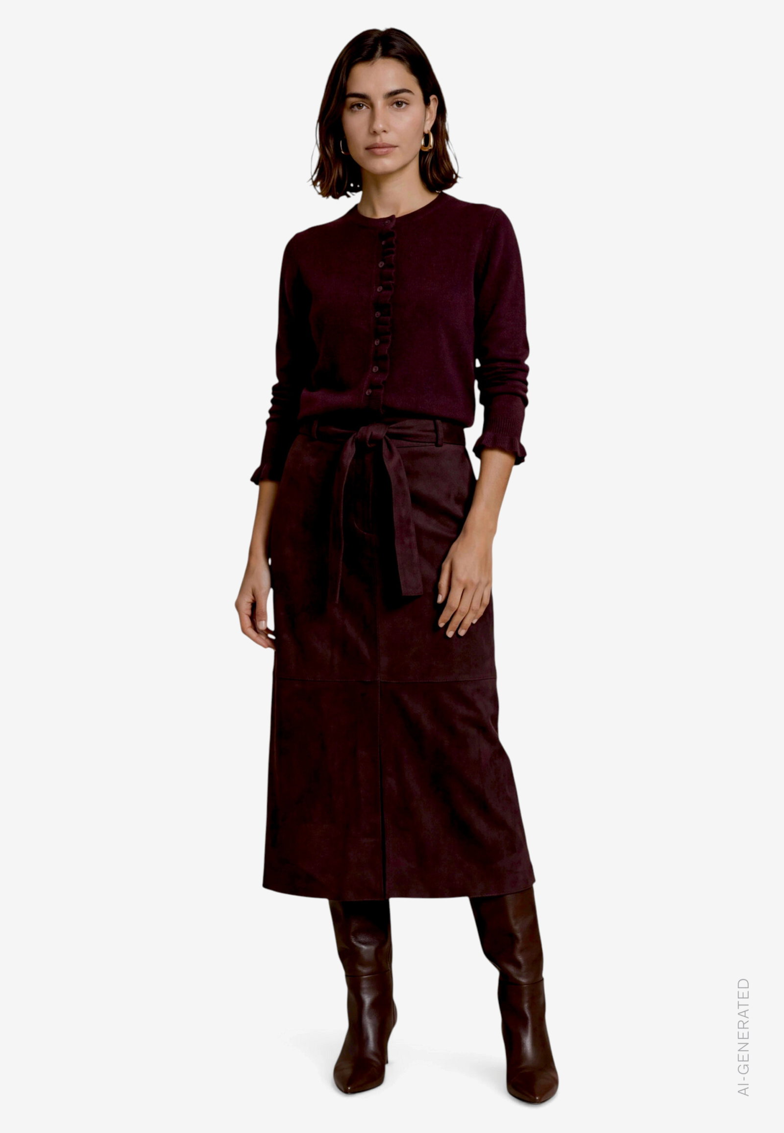 Strickjacke Kurz 1/1 Arm, Dark Brown Melange #4