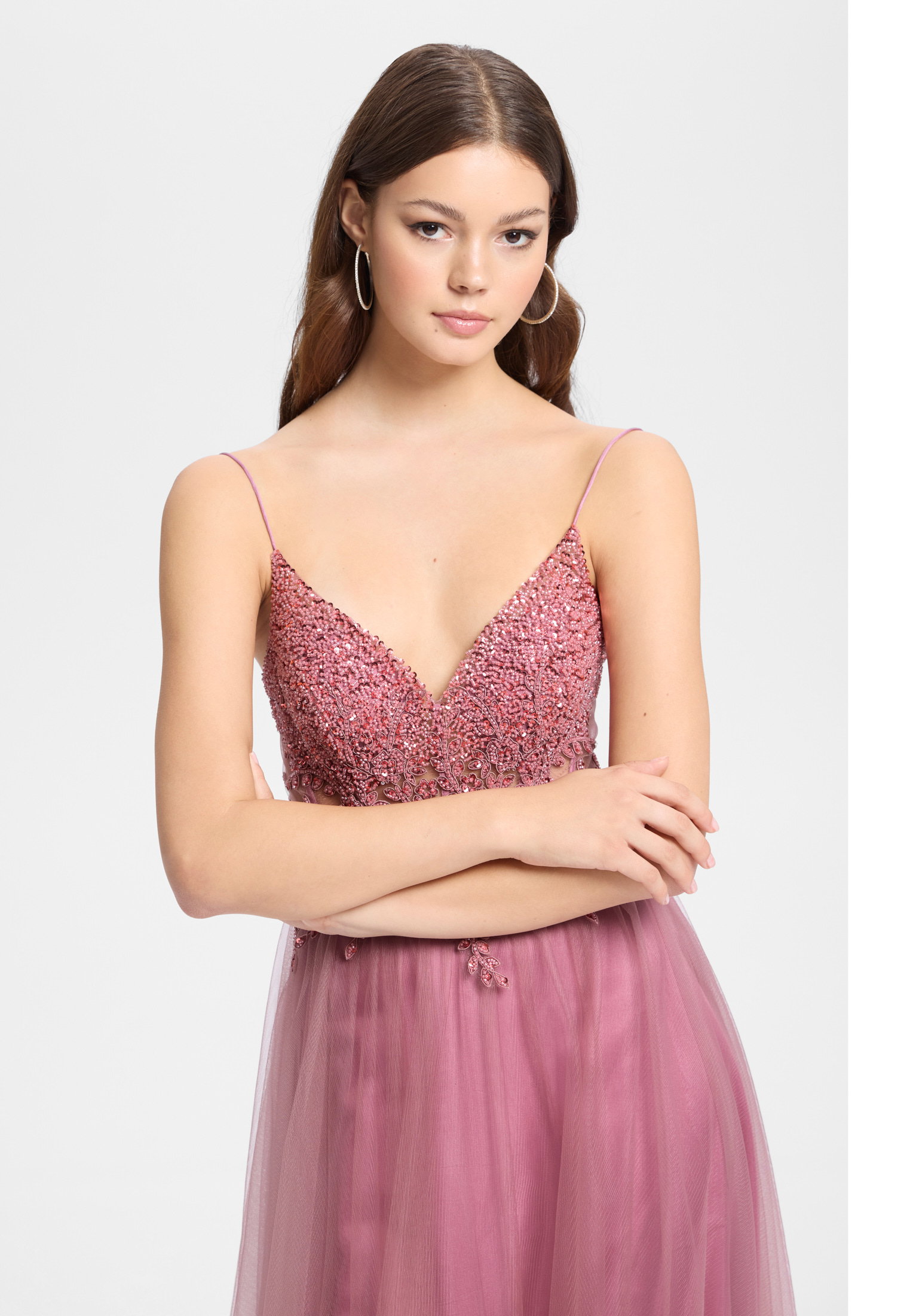 Tüllkleid mit Stickerei, copper rose #4