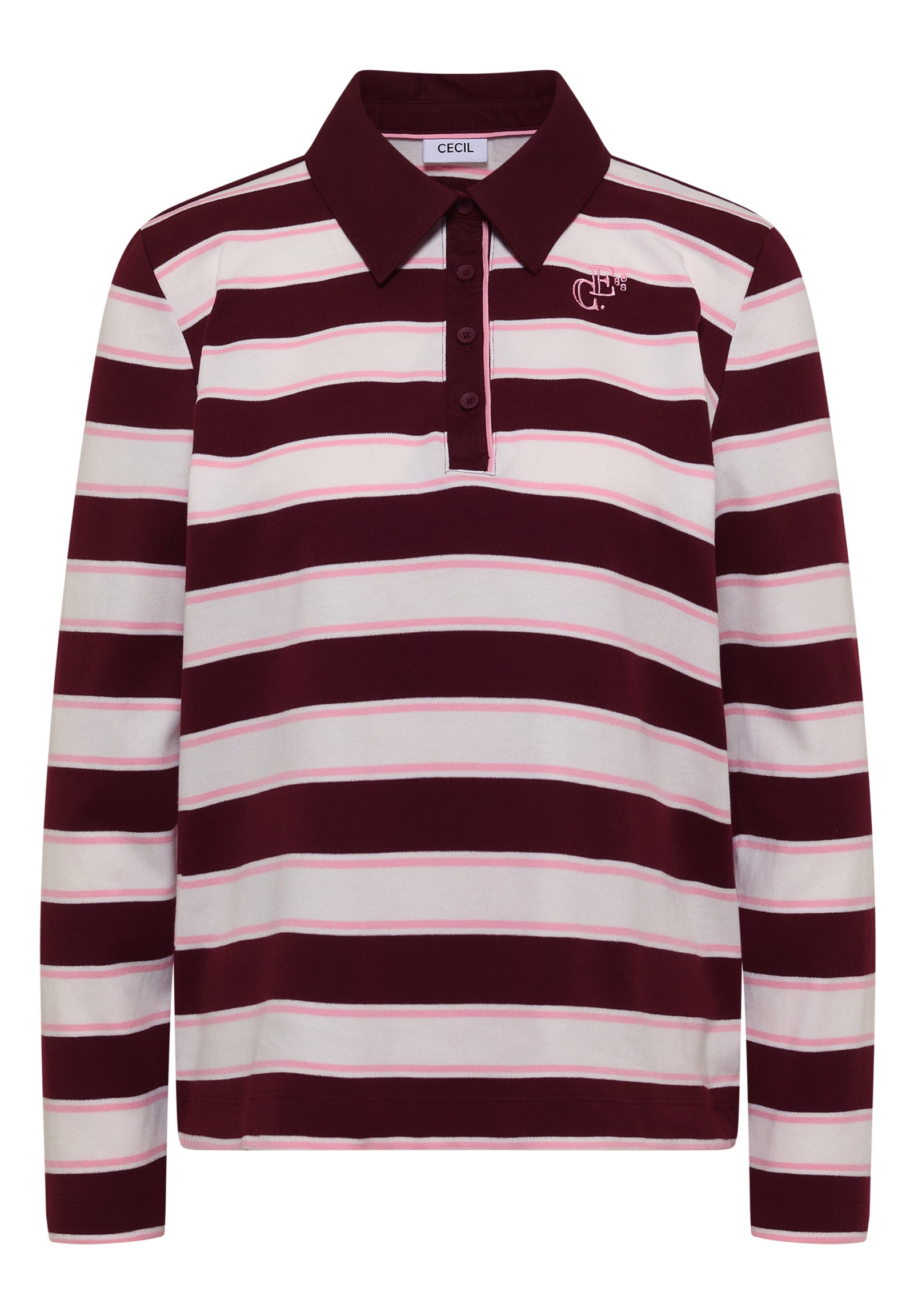 Striped Poloshirt, red wine #1