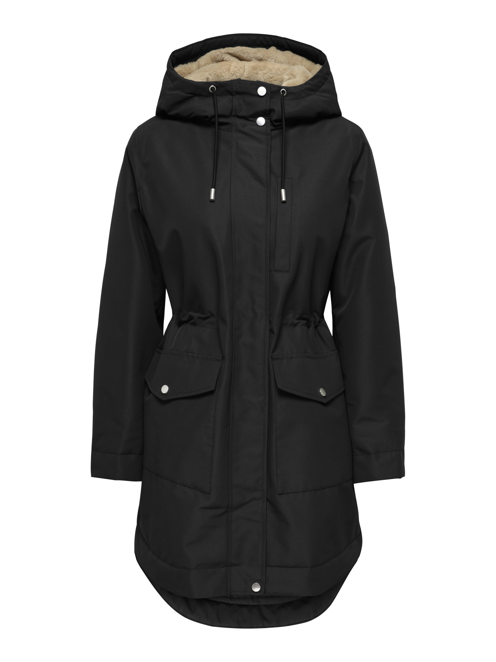 JDYVALENCIA PARKA COAT OTW SIJ, Black/FUR KELP #1