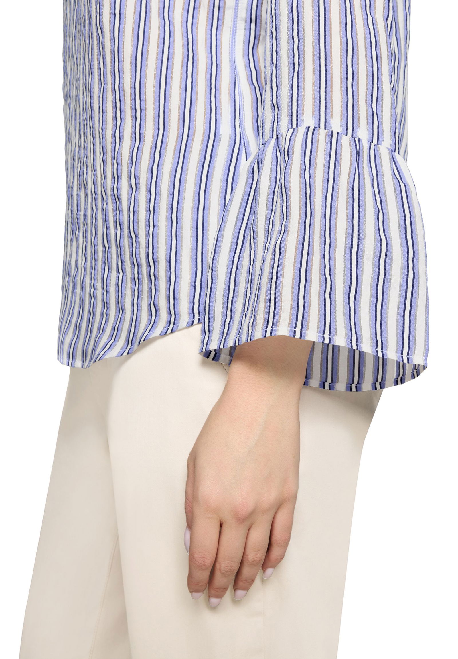 |  Bluse Kurz 3/4 Arm, White/Blue | 36 | weiß/blau