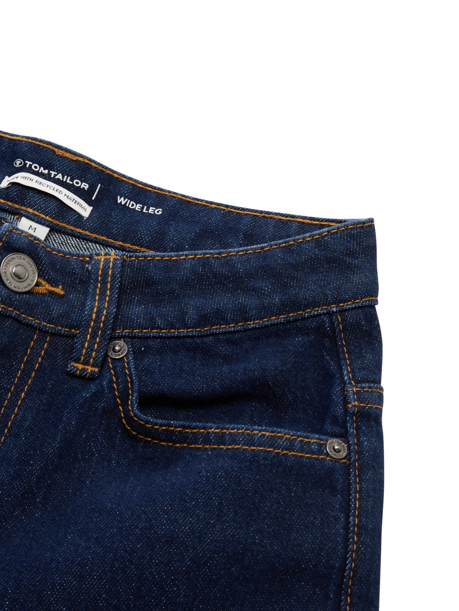 wide leg turn-up denim, Rinsed Blue Denim #3