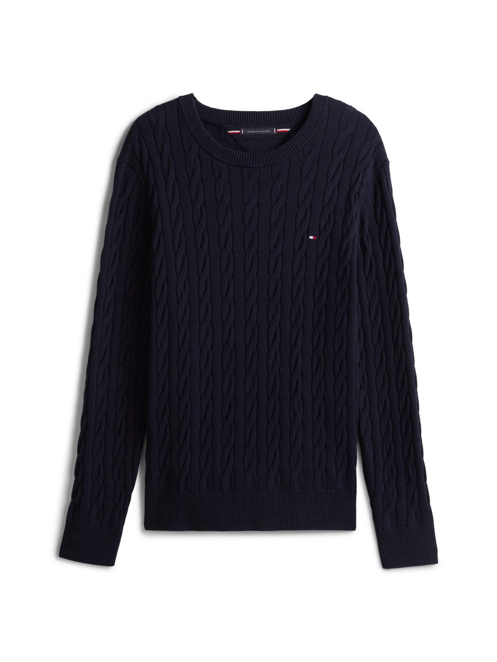 CLASSIC COTTON CABLE CREW NECK, BLUE #12