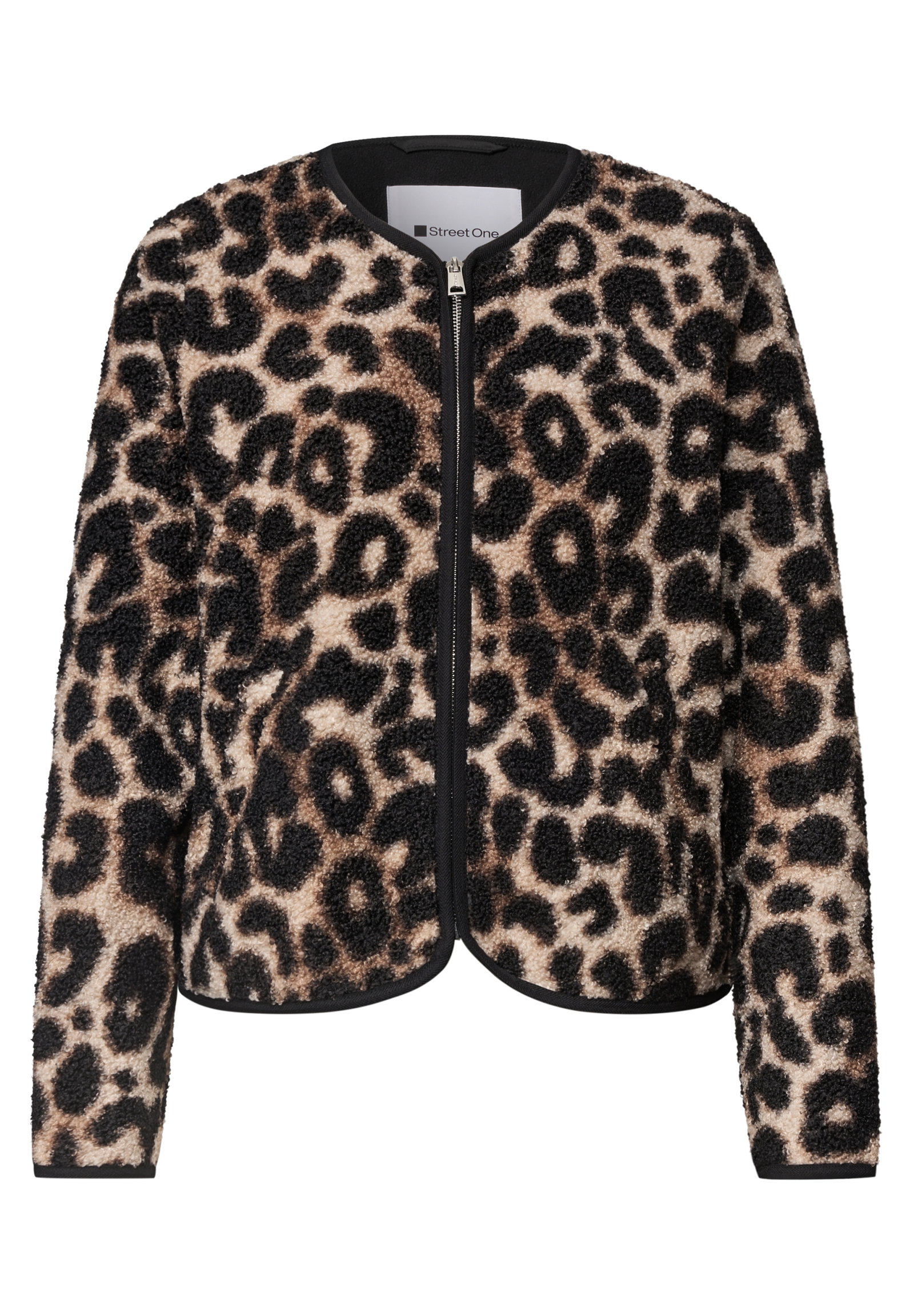 LTD QR Short Teddy Jkt w. AOP, Black #1