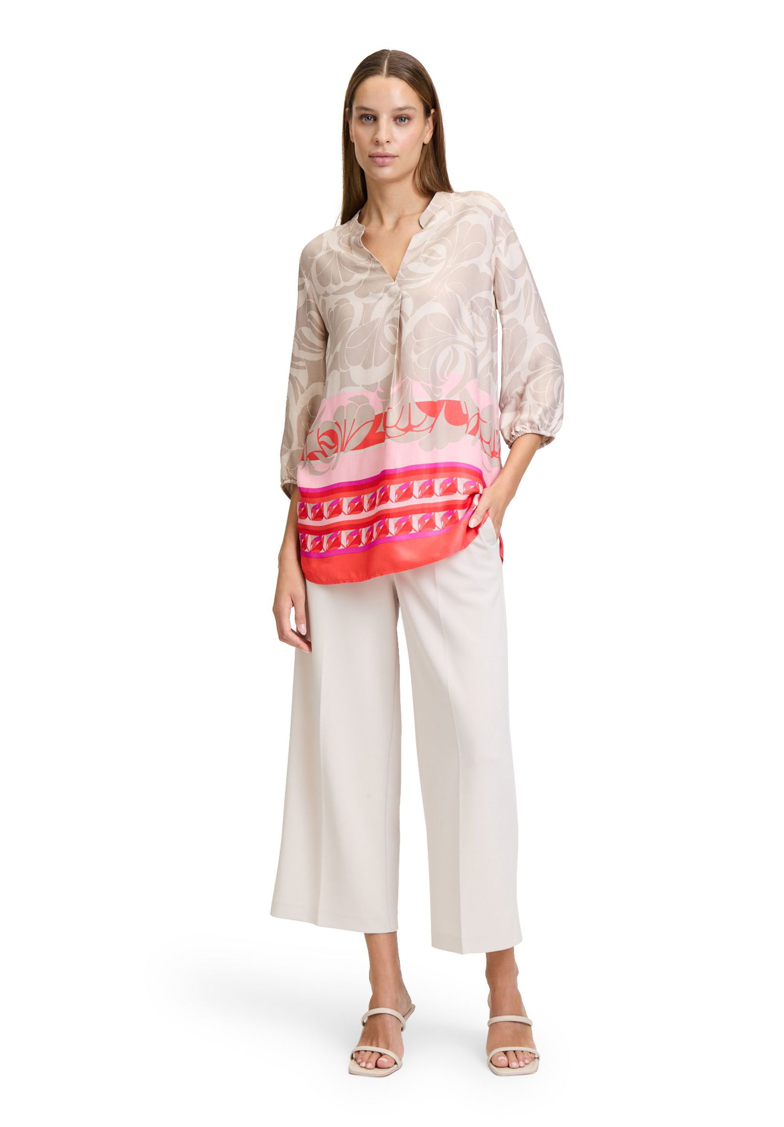 Betty Barclay |  Betty Barclay Druckbluse  | 48 | taupe/rot