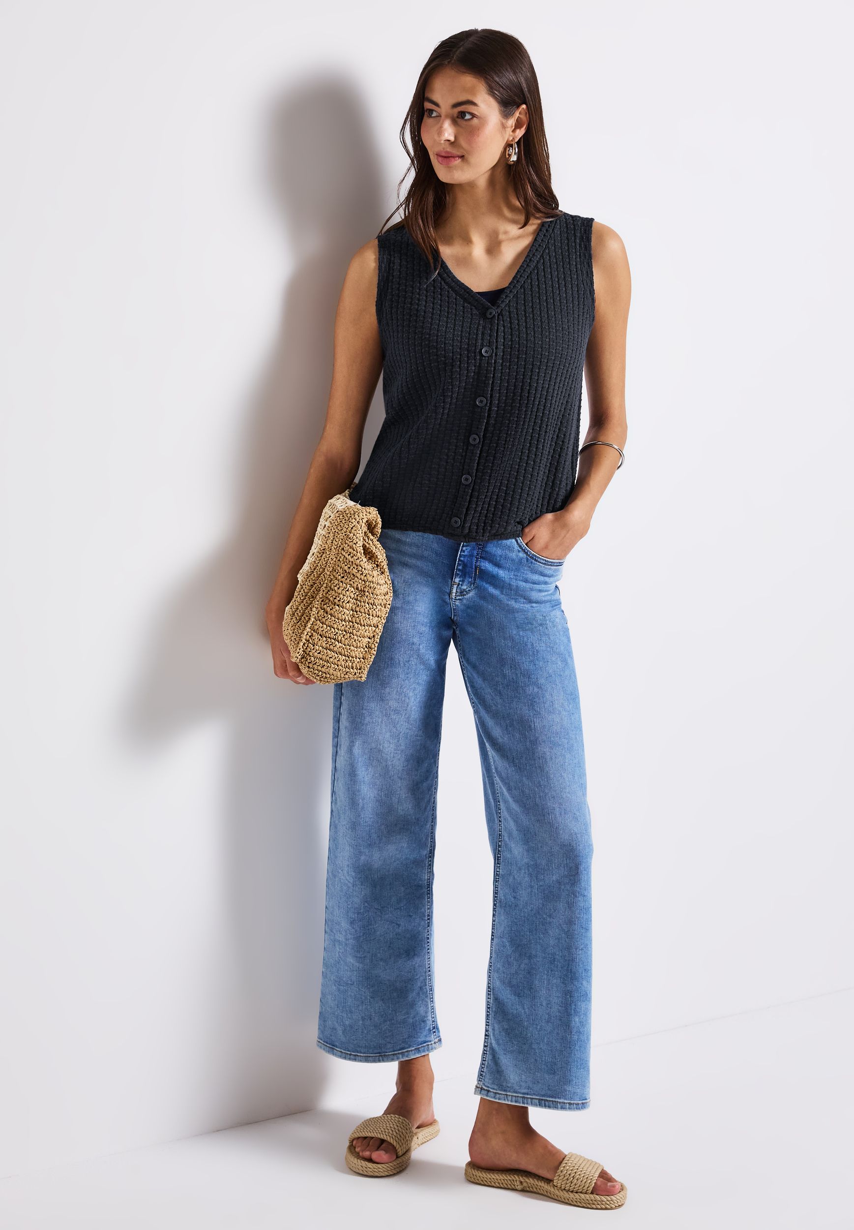  |  summer structure top w.button, deepwater blue | 36