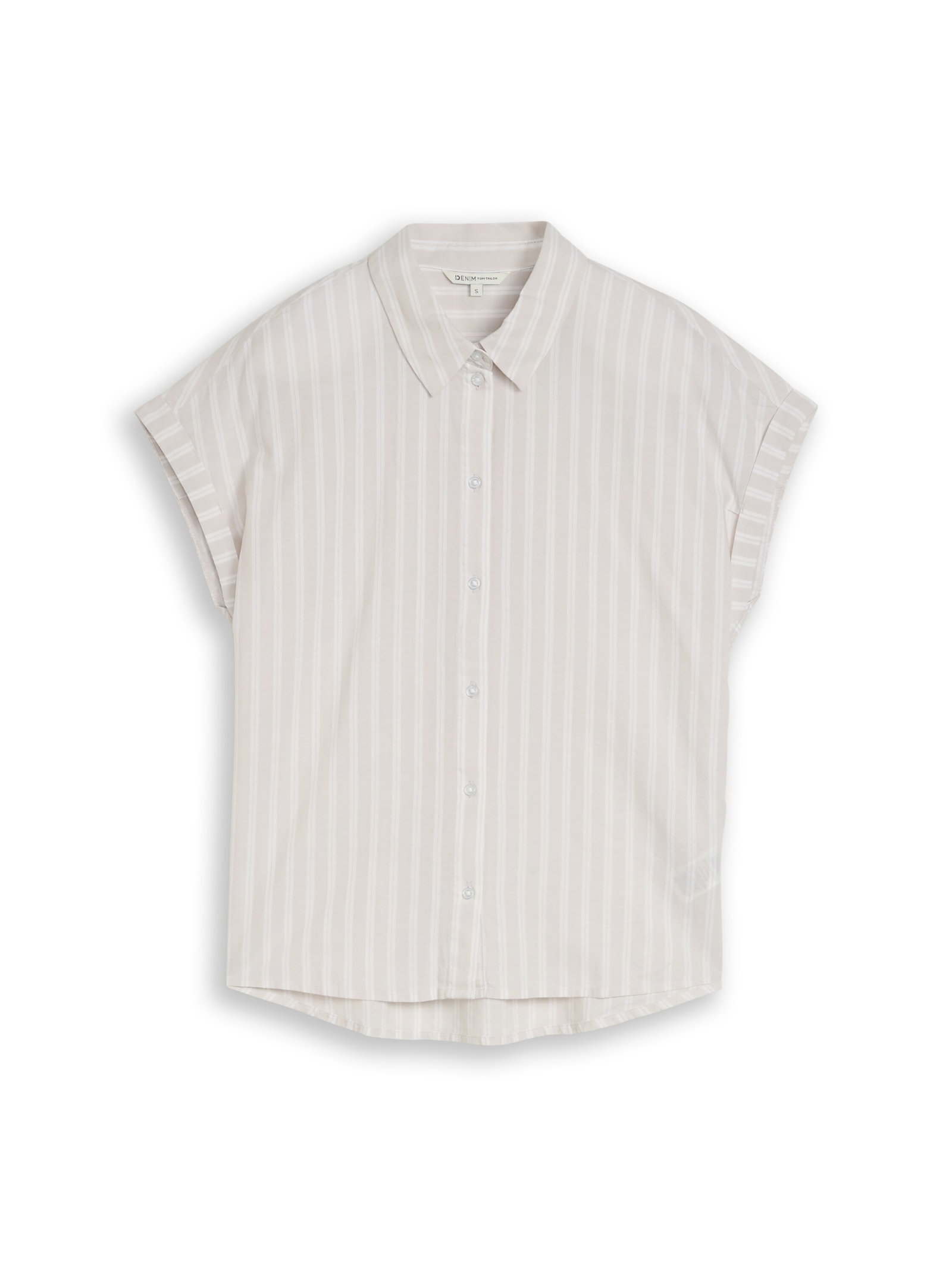 shortsleeve cotton shirt, beige white stripe #1