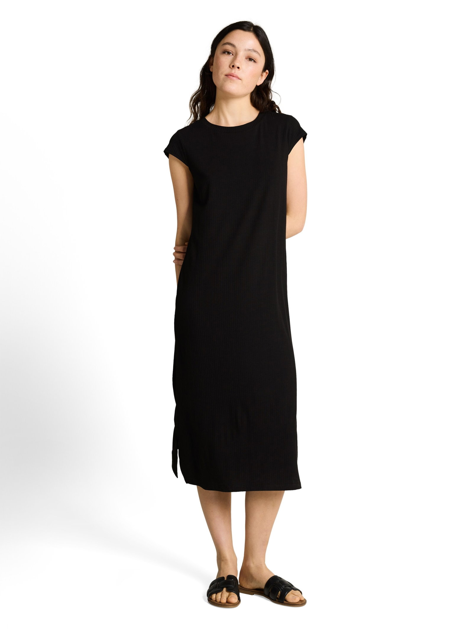 midi structure dress with cap, deep black #6