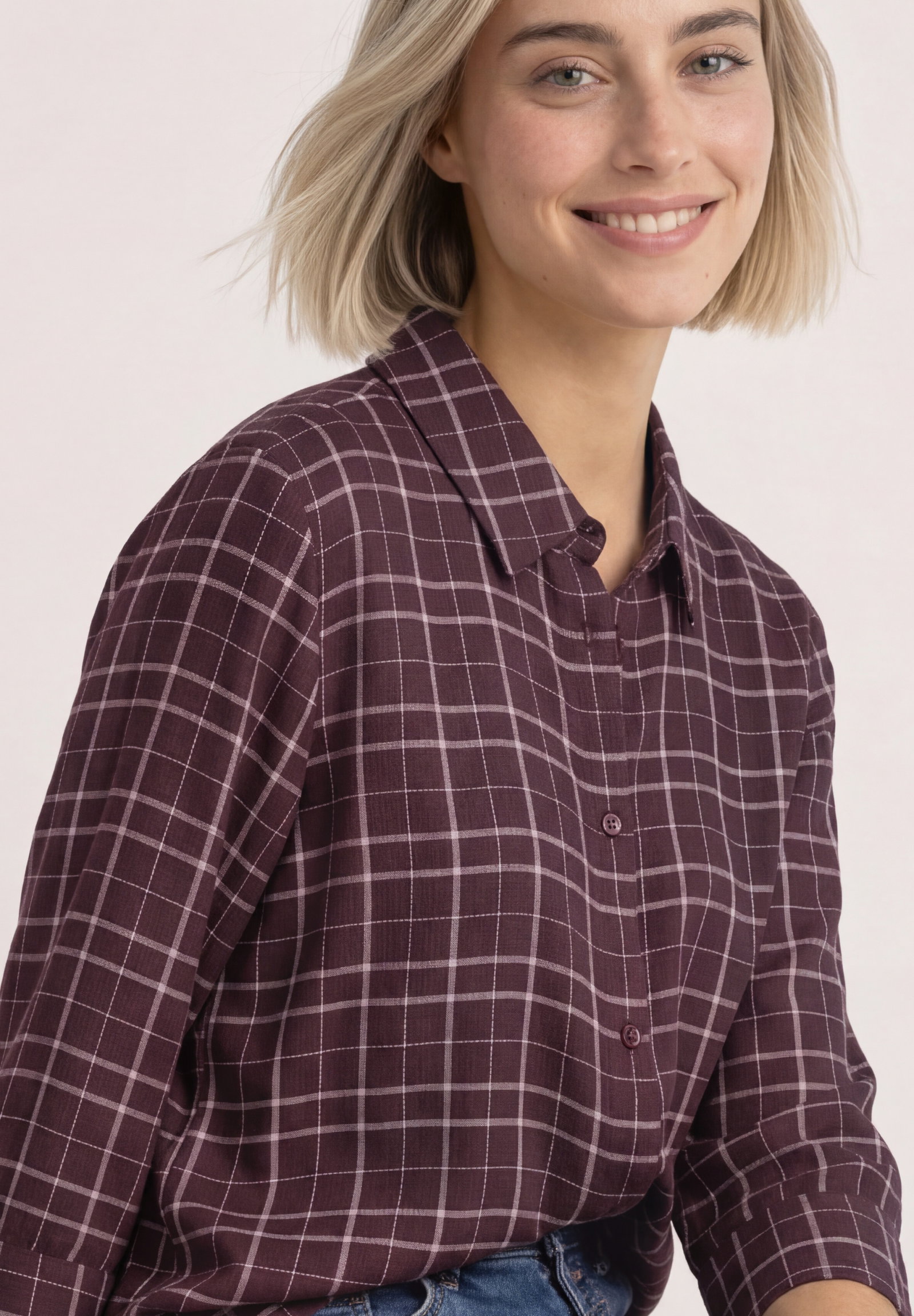 Check shirtcollar blouse, rustic rouge #6
