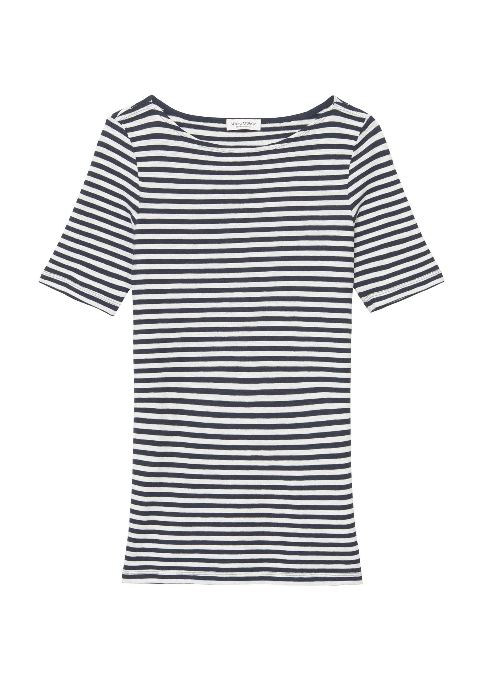 Damen T-Shirt in weiß/night sky gestreift - dunkelblau