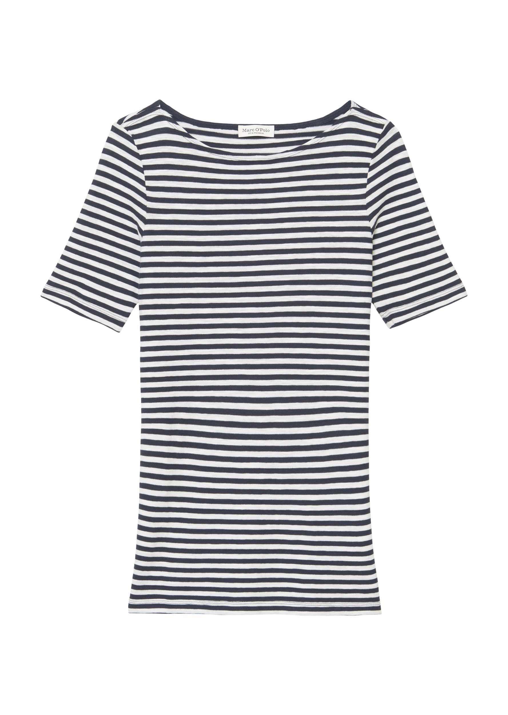 Damen T-Shirt in weiß/night sky gestreift - dunkelblau