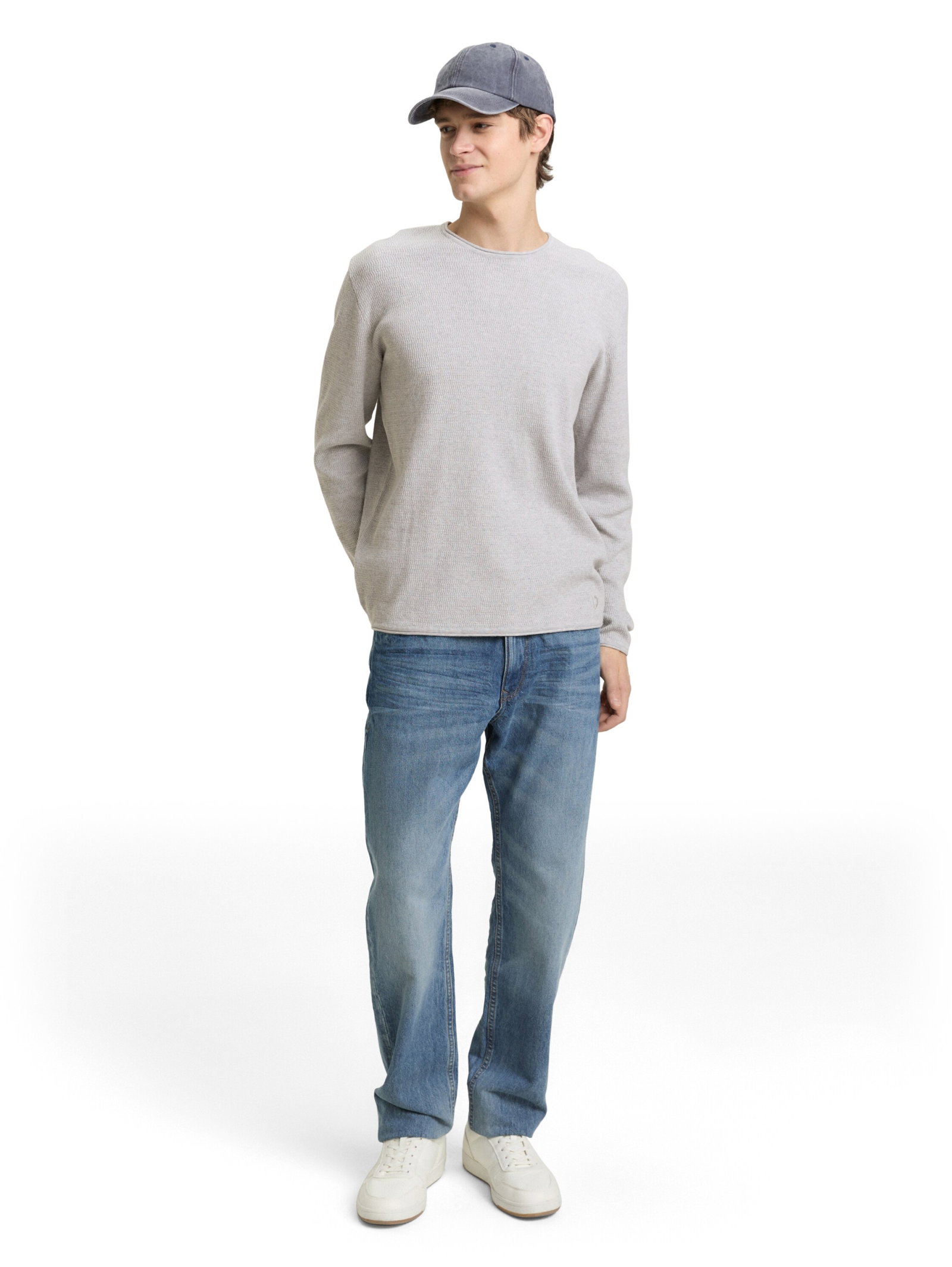 structured roll edge knit, Light Stone Grey Melange #3
