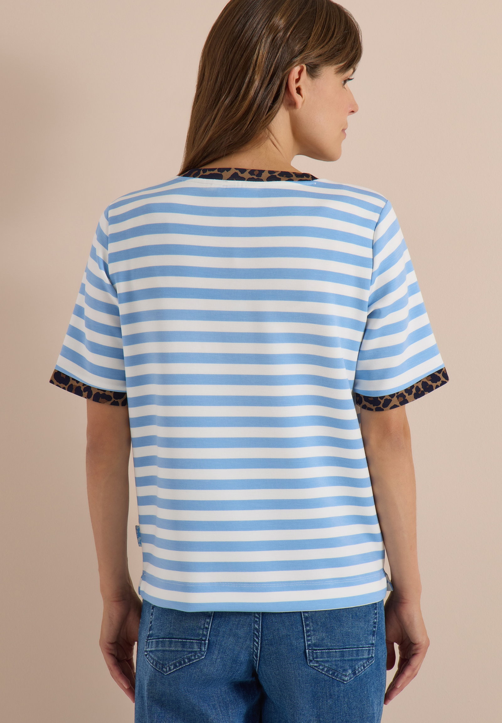TOS Striped Soft Modal Shirt, easy blue #4