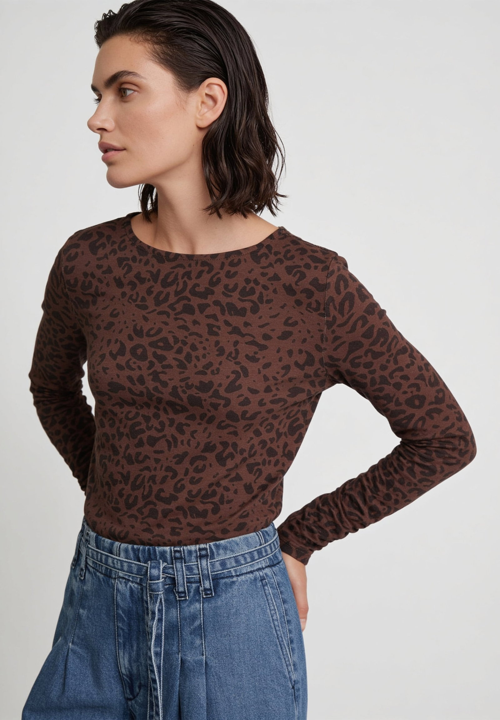 Printed Viscose Longsleeve, twotone leo print #2