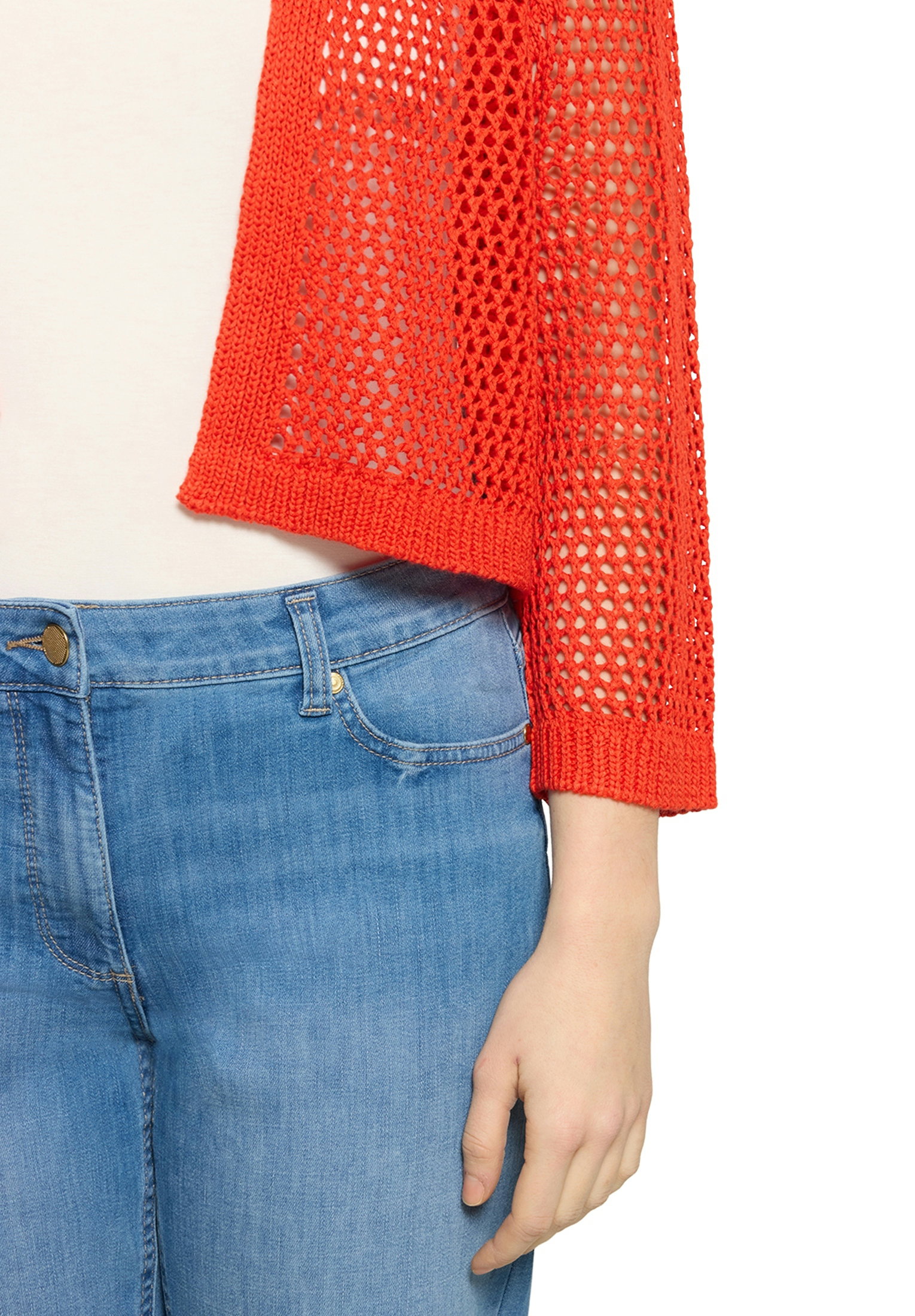 Strickjacke Kurz 3/4 Arm, Hibiscus Red #7