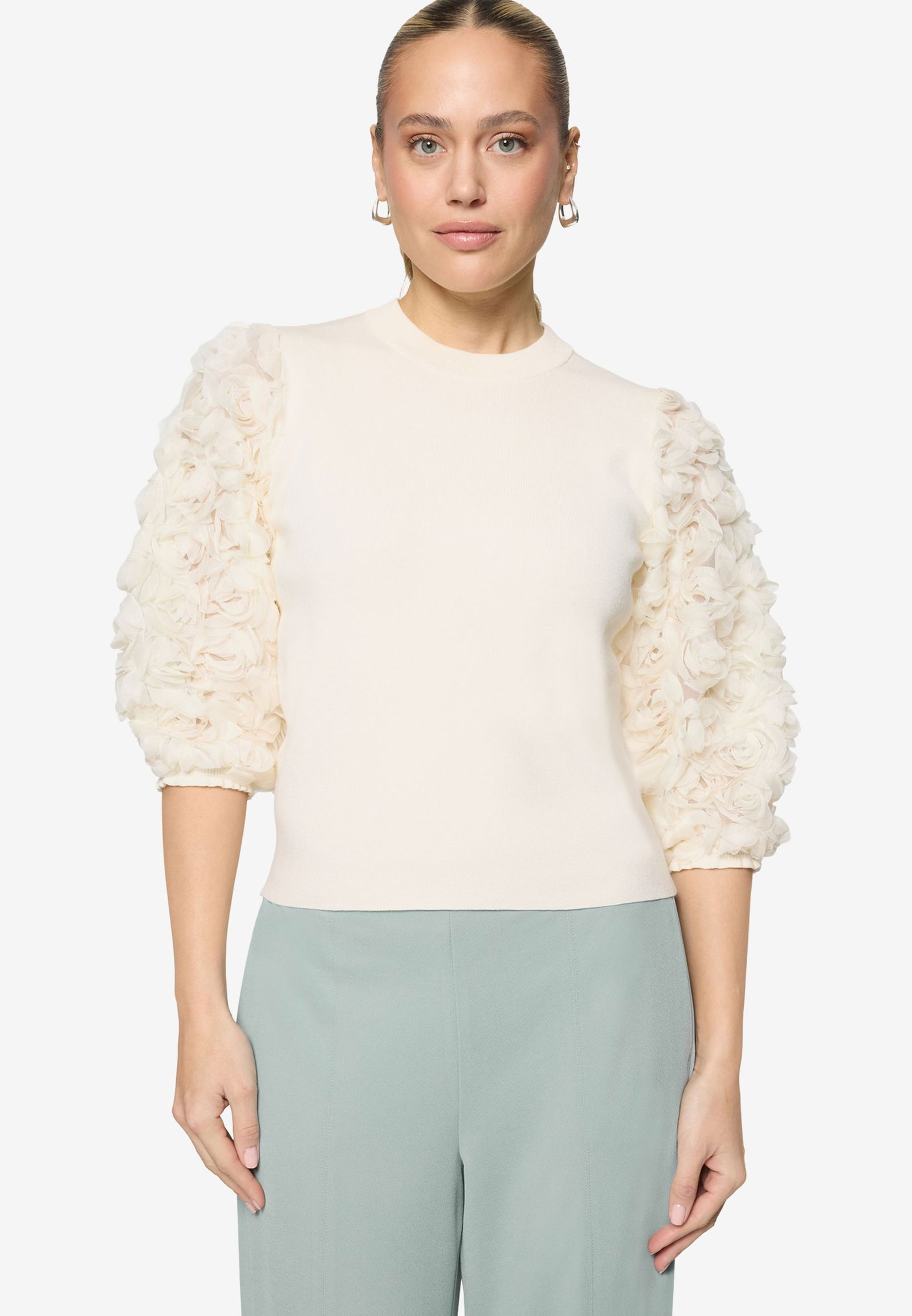 |  Strickpullover Kurz 3/4 Arm, Eggnog | 44 | eggnog