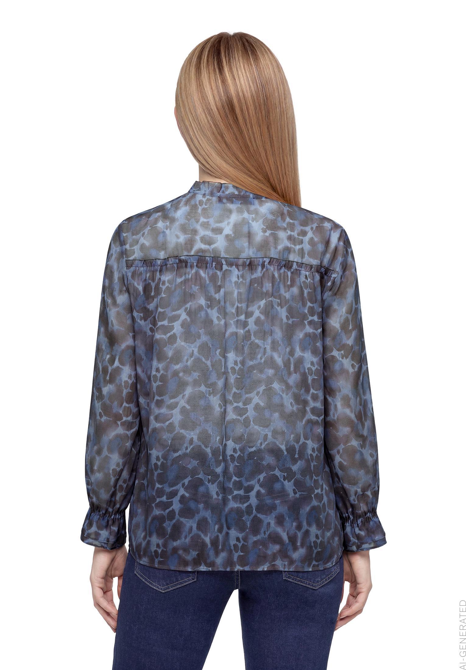 Bluse Lang 1/1 Arm, Blue/Brown #4