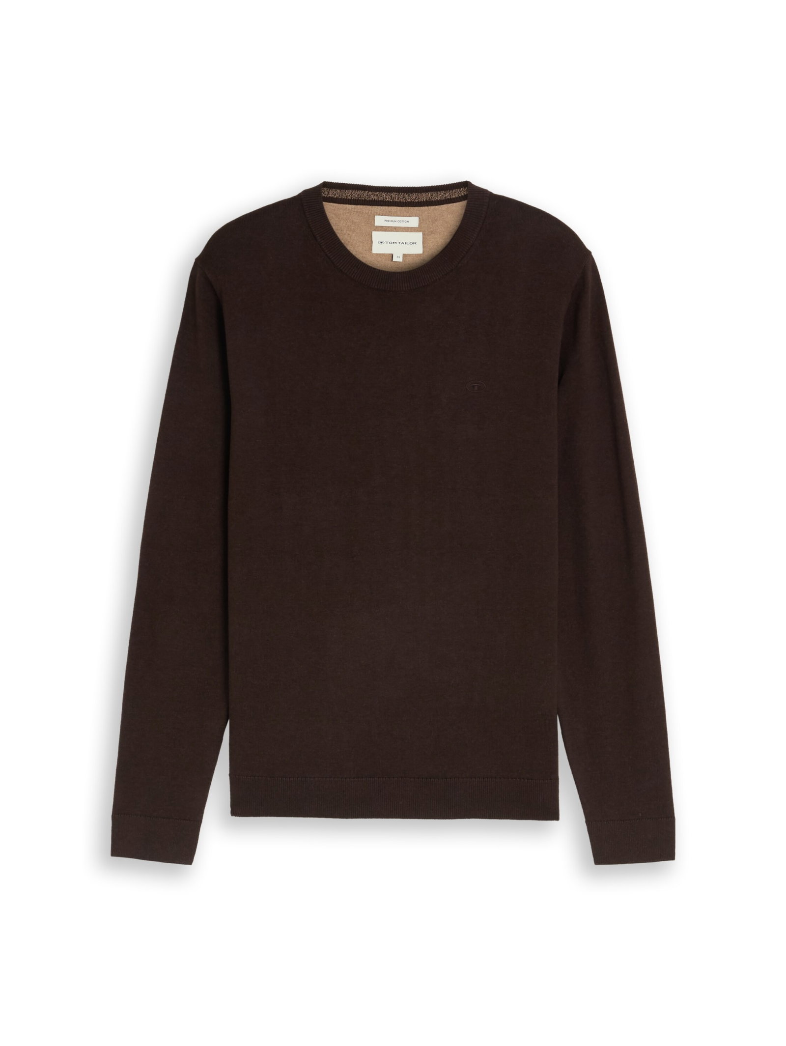 basic crewneck knit, dark chocolate brown melange #7