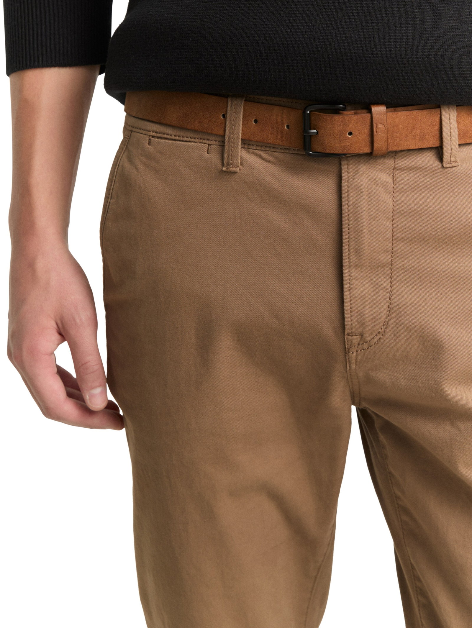 Slim Chino with belt, Honey Camel beige #7