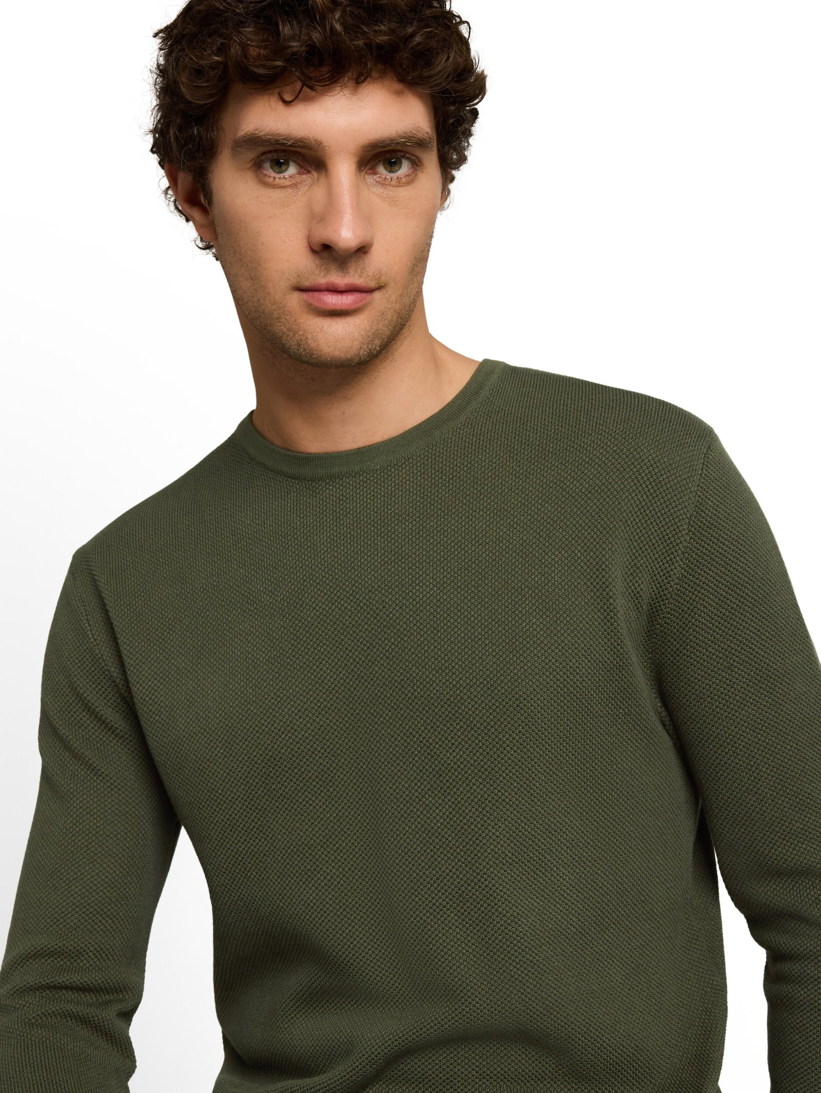 basic structred crew neck knit, urban olive green #6