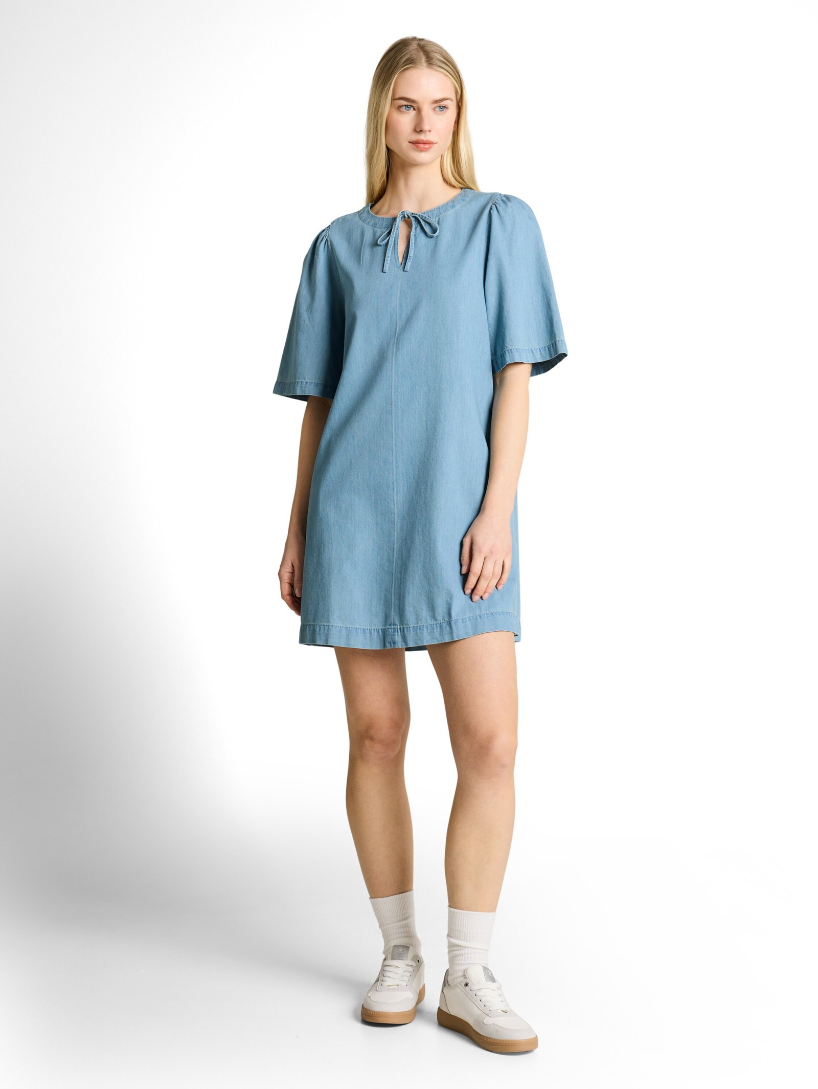 denim mini dress, Clean Light Stone Blue Denim #3