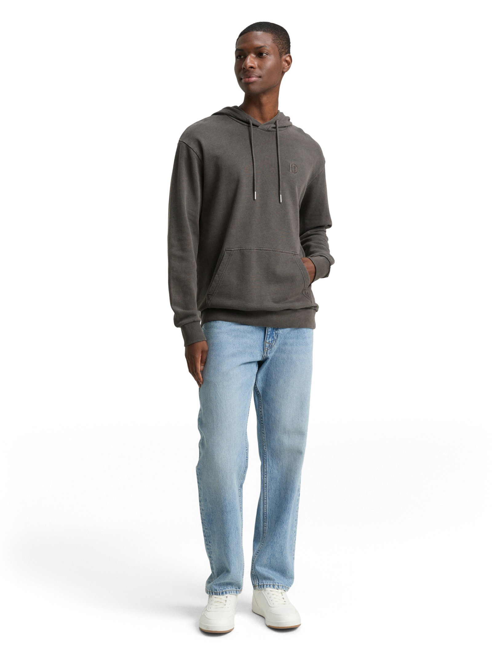 overdyed hoodie with embroider, Black #3