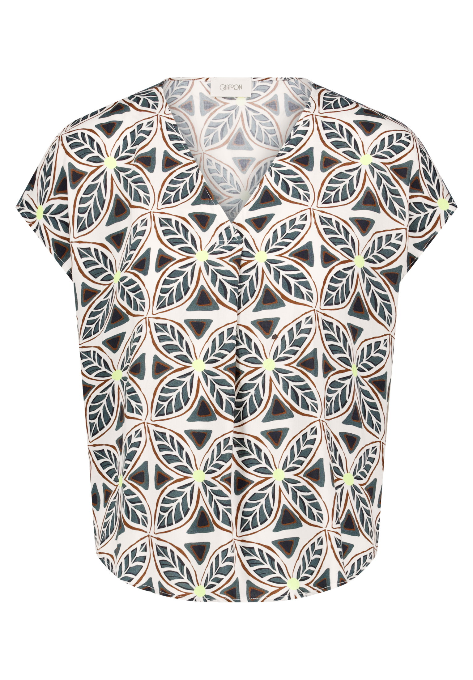 Bluse Kurz 1/2 Arm, Nature/Grey #1