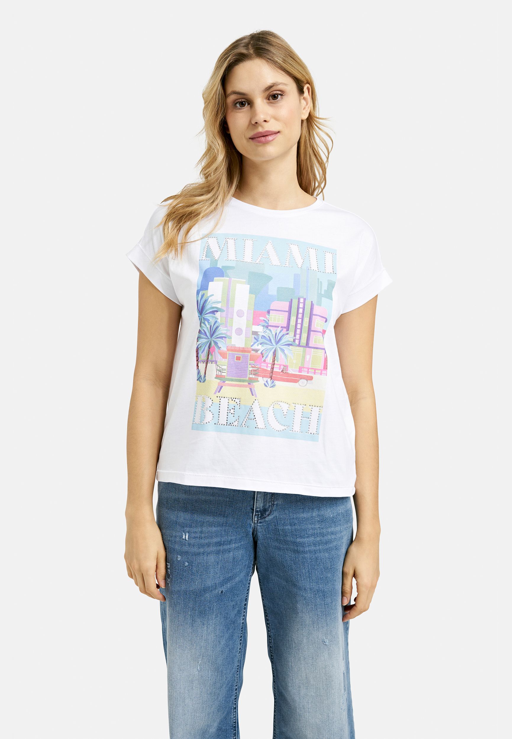 Milano |  Shirt w roundneck + oversized shoulder | L | white