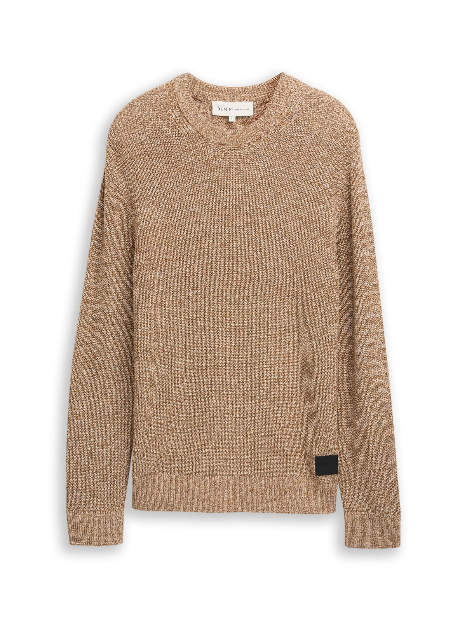 relaxed structure crew neck kn, brown tonal knit mouline #1