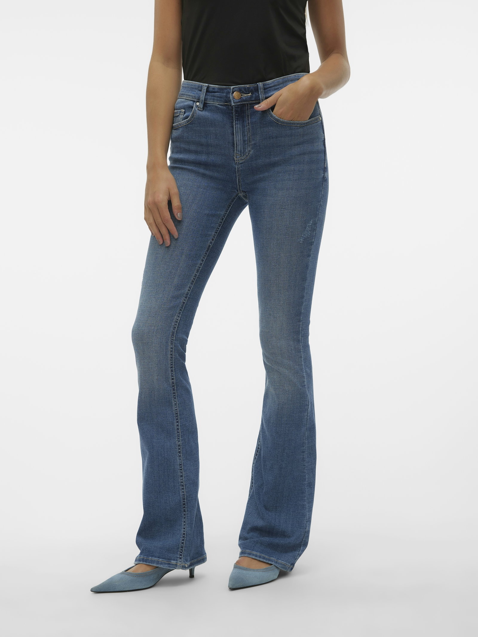 VMFLASH MR FLARED JEANS LI347 GA NO, Medium Blue Denim #7