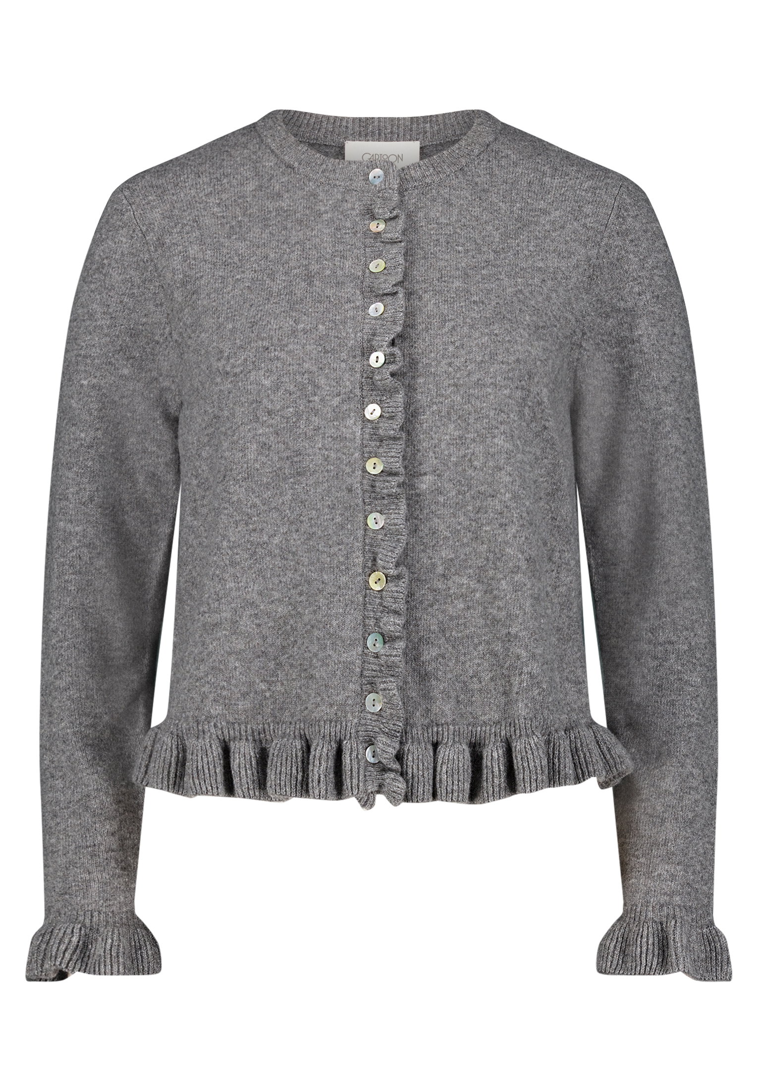 Strickjacke Kurz 1/1 Arm, Middle Grey Melange #1