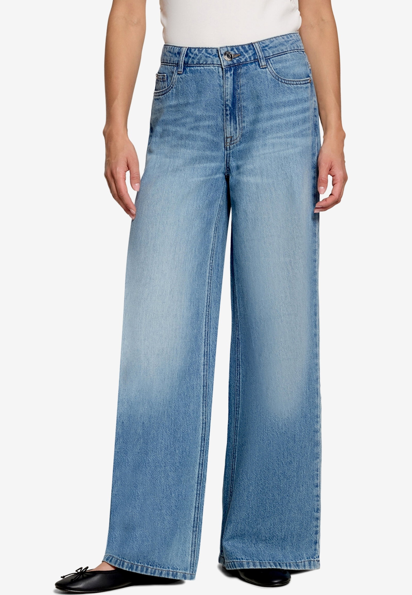 Hose Jeans 1/1 Länge, Middle Blue Denim #2
