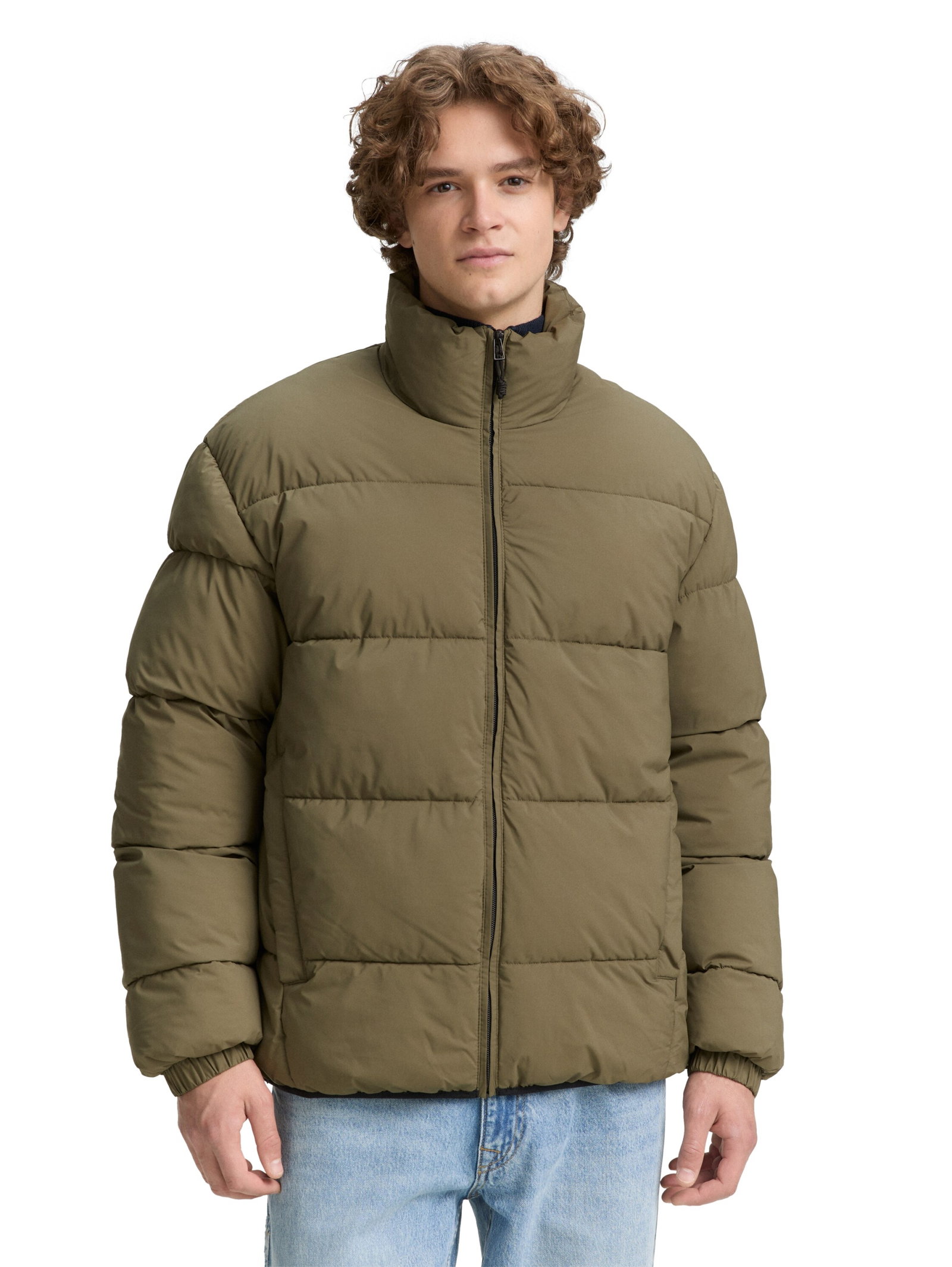 stand-up puffer jacket, jungle soil green #5