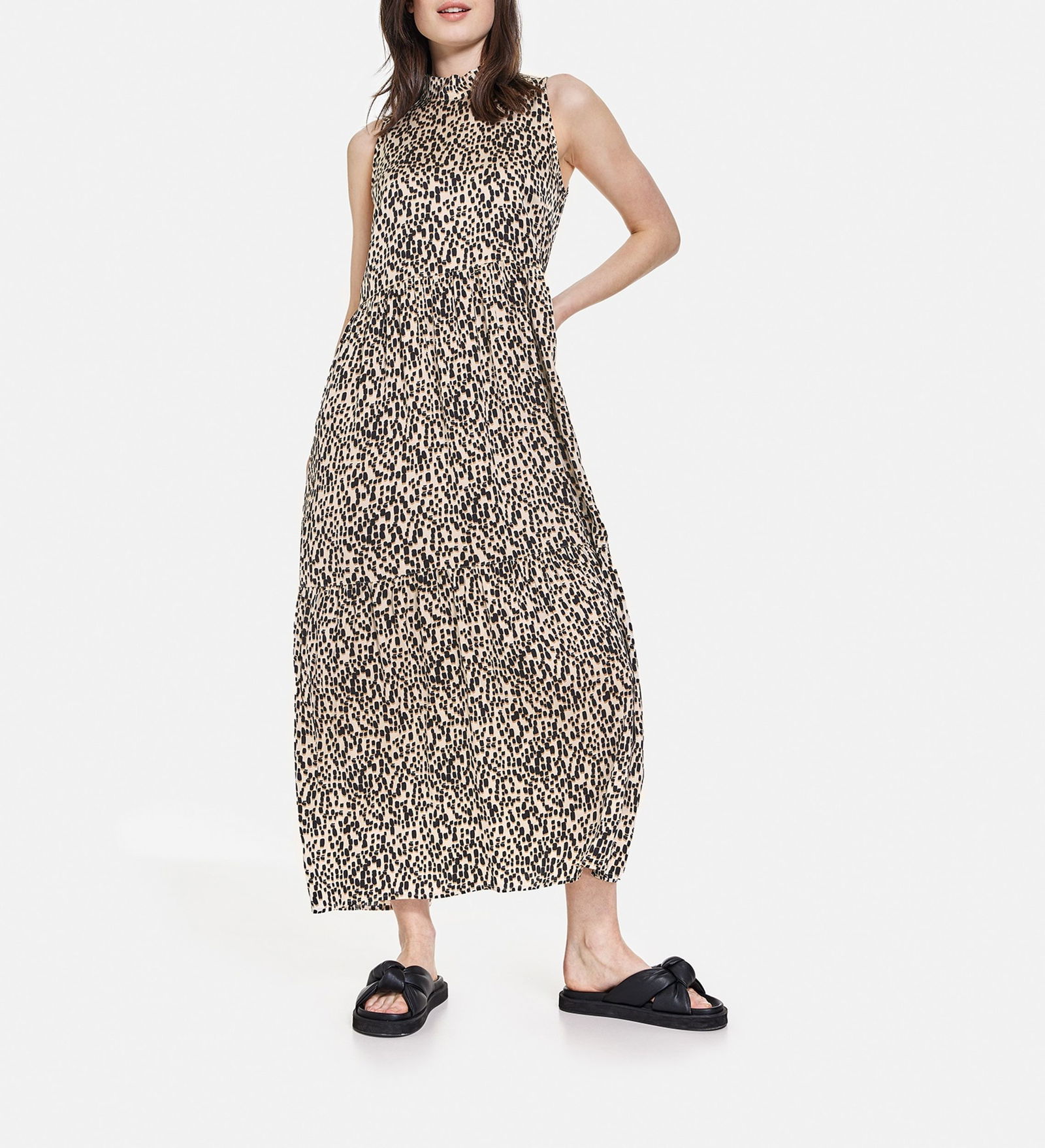 Ärmelloses Stufenkleid mit Allover-Print EcoVero