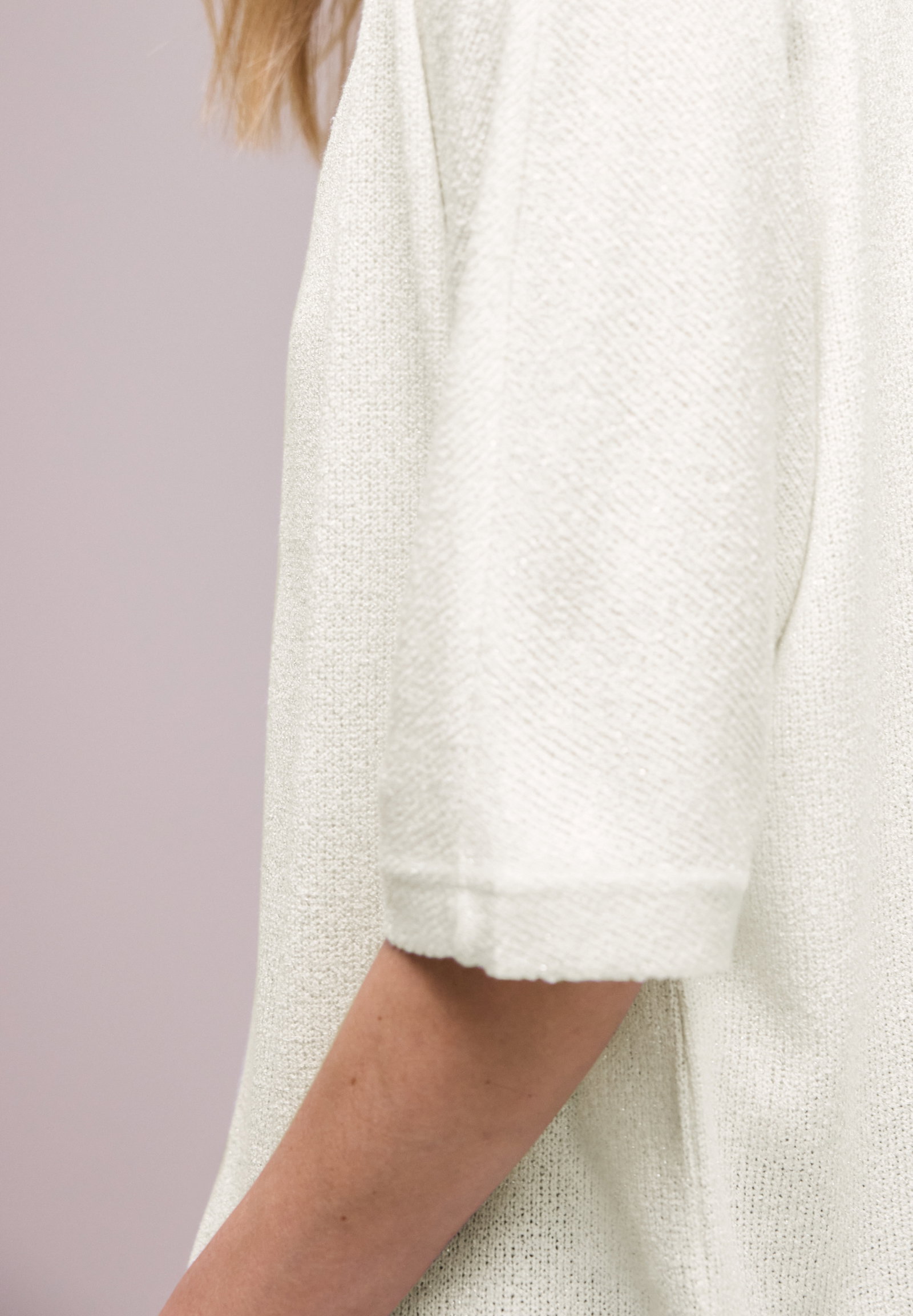 LTD QR knit look batwing jacke, off white #6