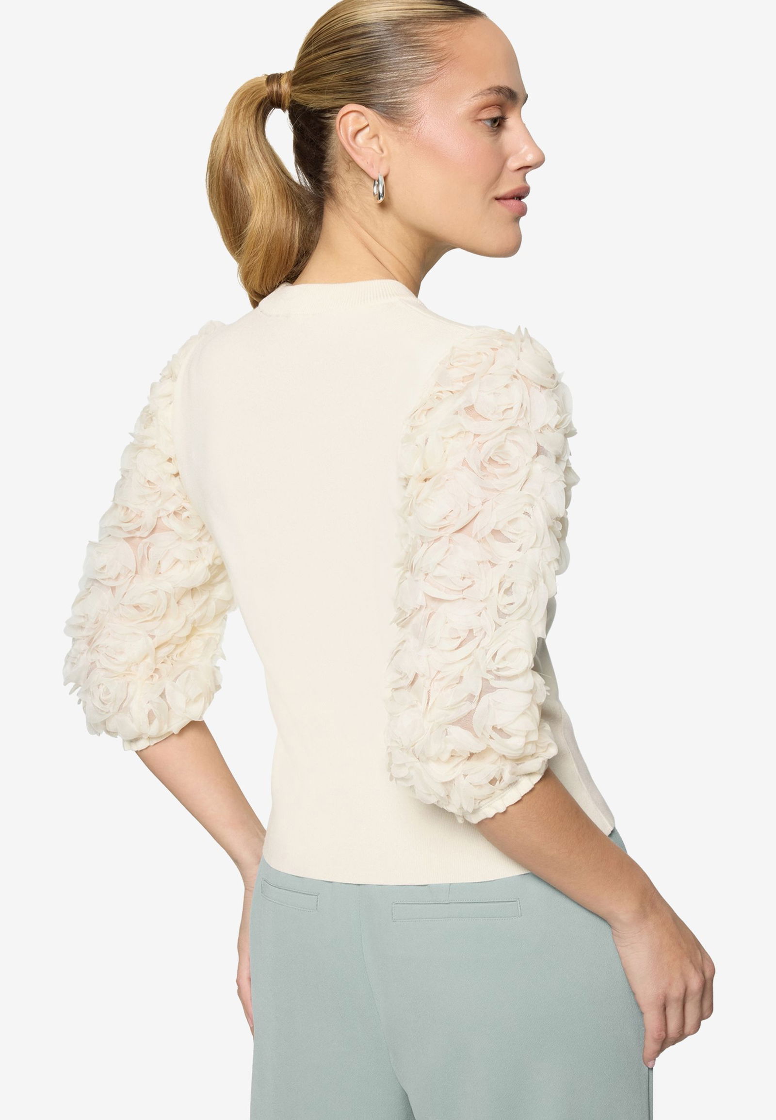 |  Strickpullover Kurz 3/4 Arm, Eggnog | 44 | eggnog