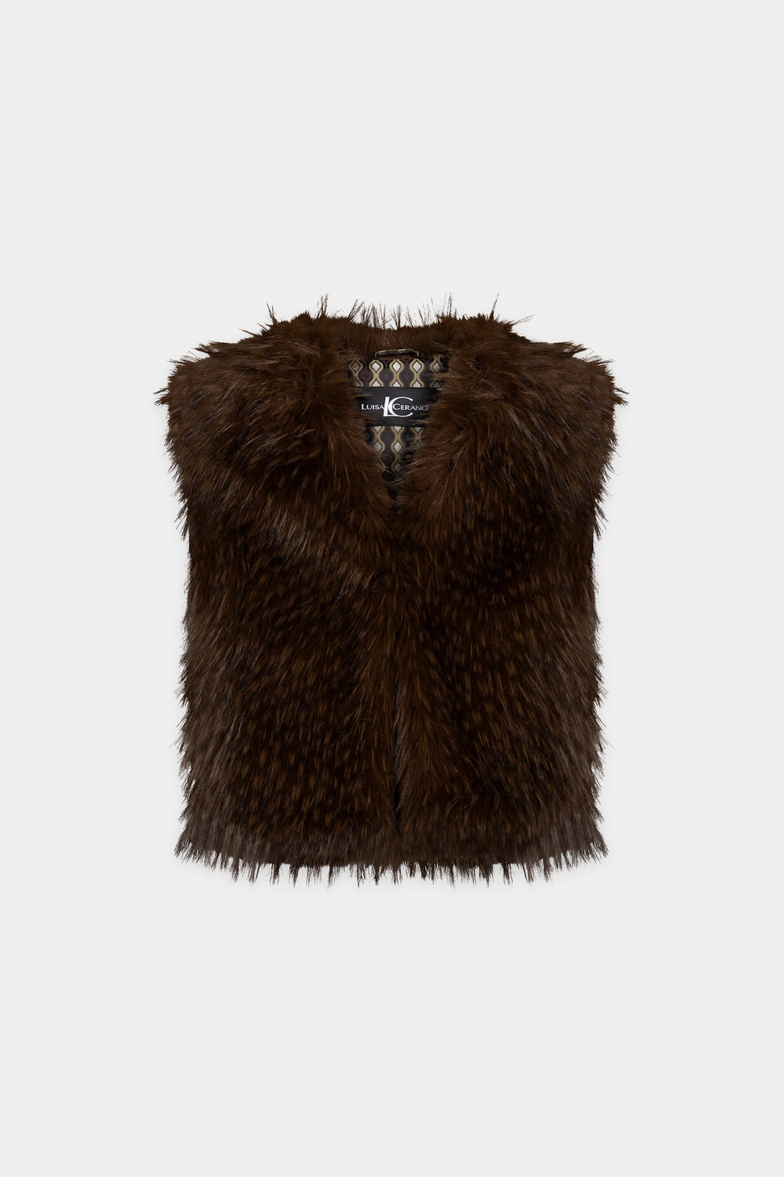 Luisa Cerano Boho-Weste in Fell-Optik marone #1