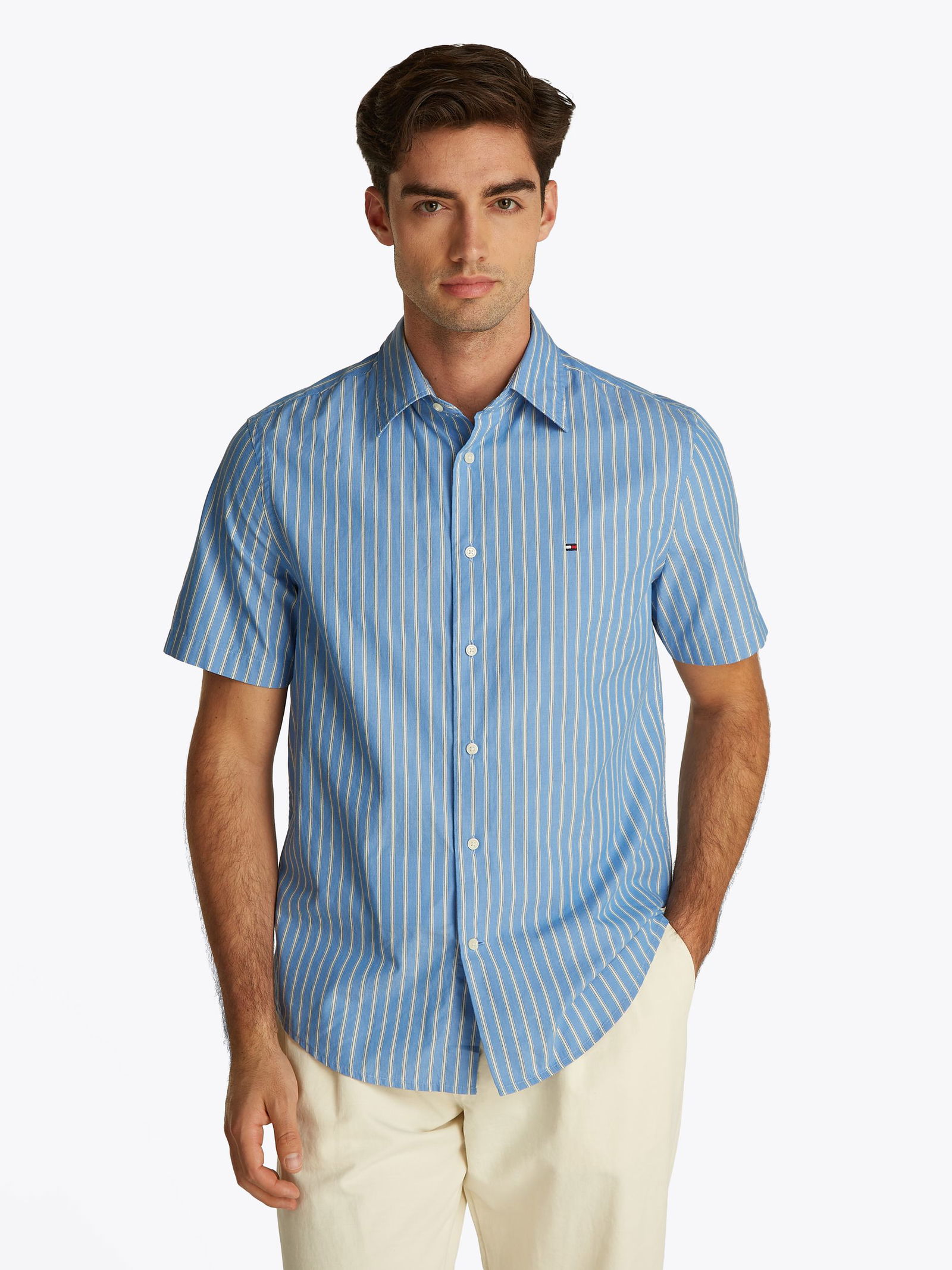 380a4a51bef392eb4685447d4ecf19be Tommy Hilfiger |  Tommy Hilfiger Hemd Regular Fit  | L | blue spell / stripe