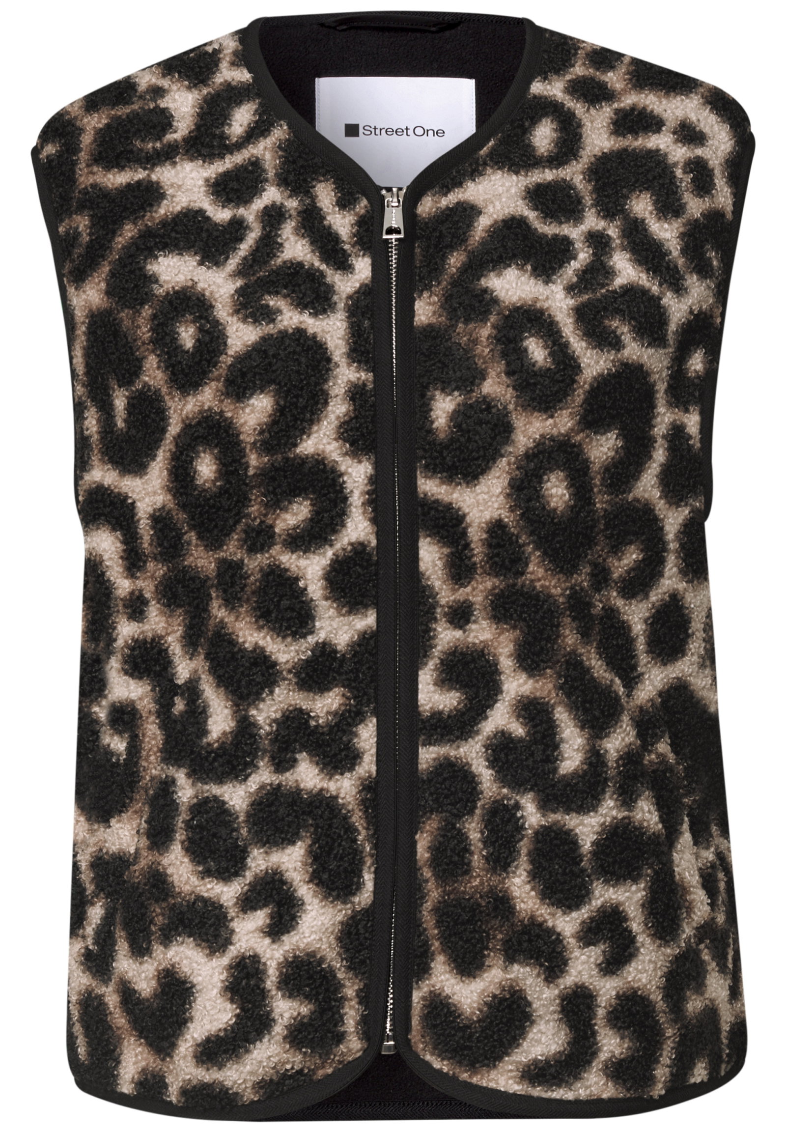 Short Teddy Vest w. AOP, Black #1