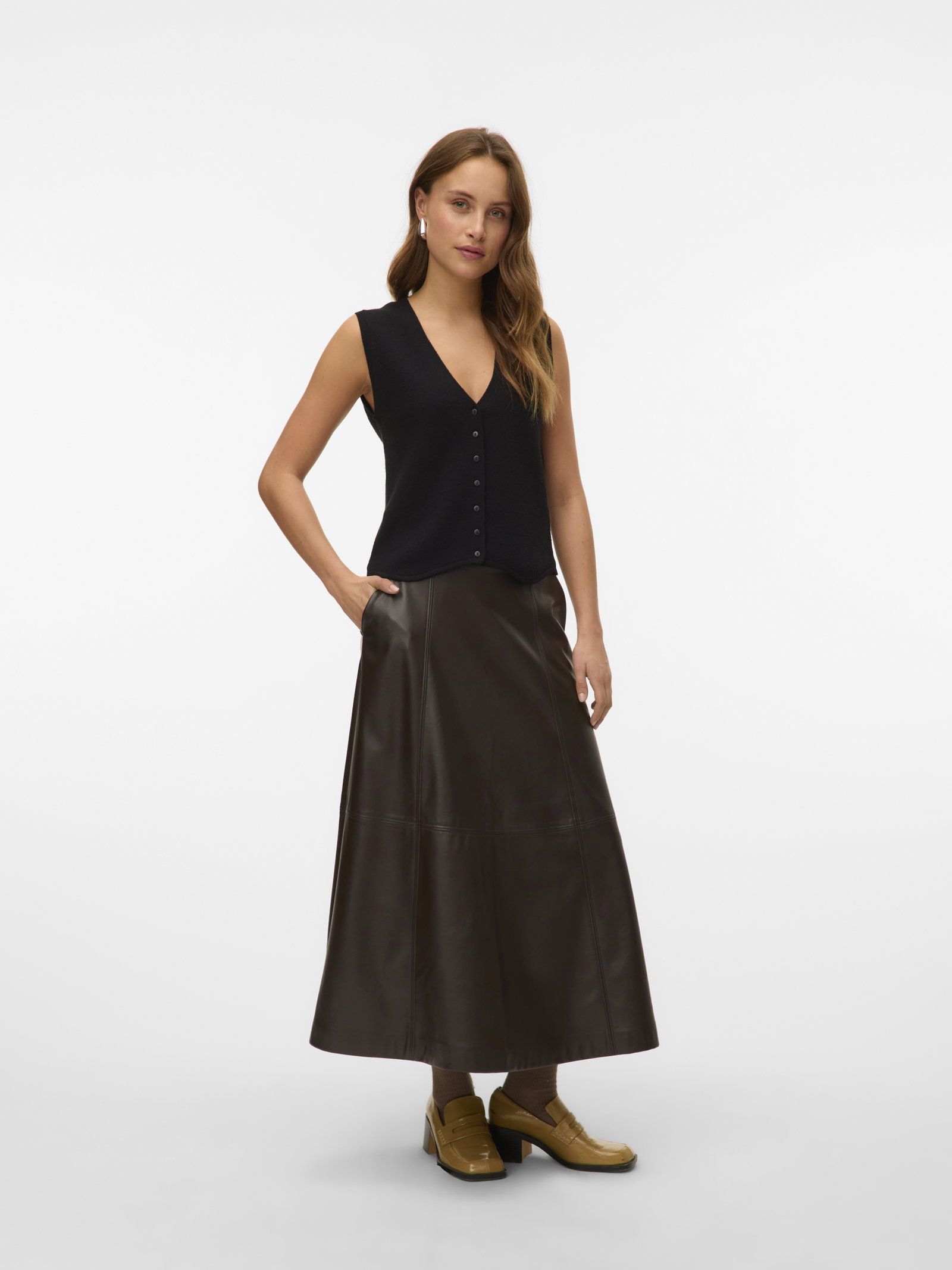 VMOLIVE HW COATED ANKLE SKIRT PRM, Chocolate Torte #3
