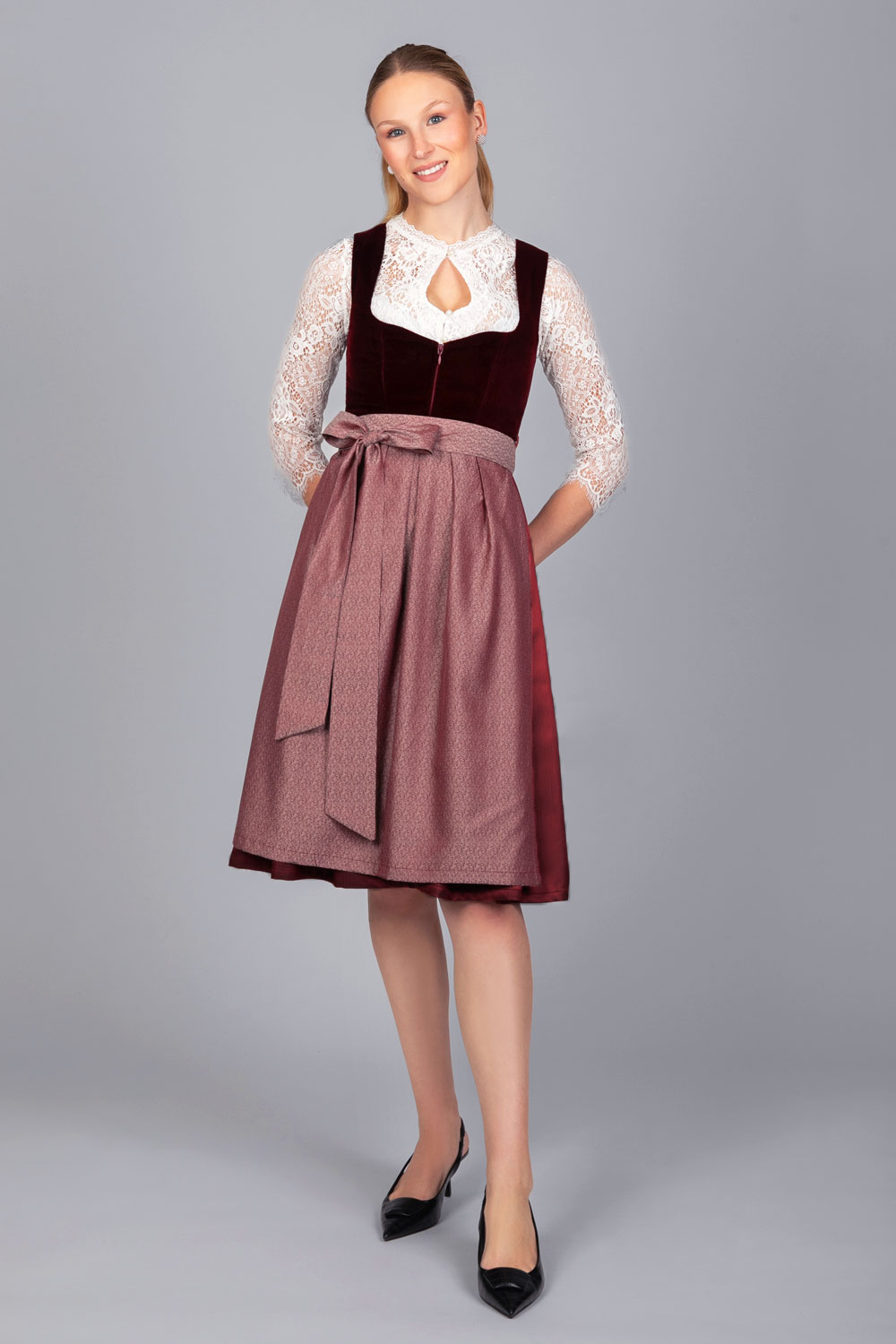 Edelnice Dirndl Mididirndl Lilly aus rotem Samt #3