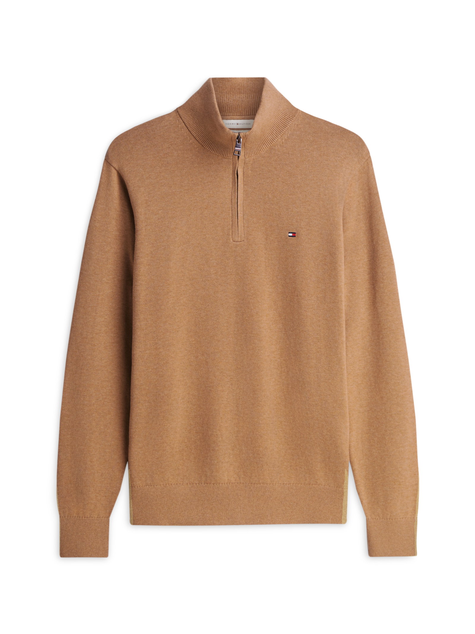 PIMA ORG CTN CASHMERE ZIP MOCK, BEIGE #1