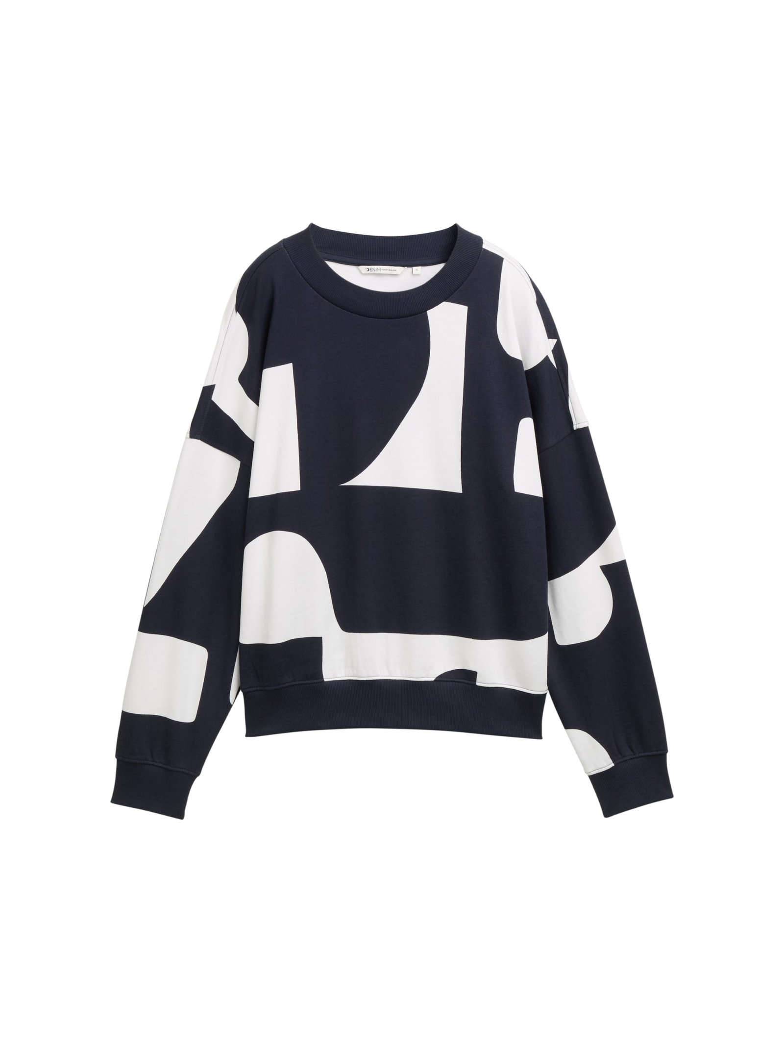 printed sweatshirt, navy white big scale print #1